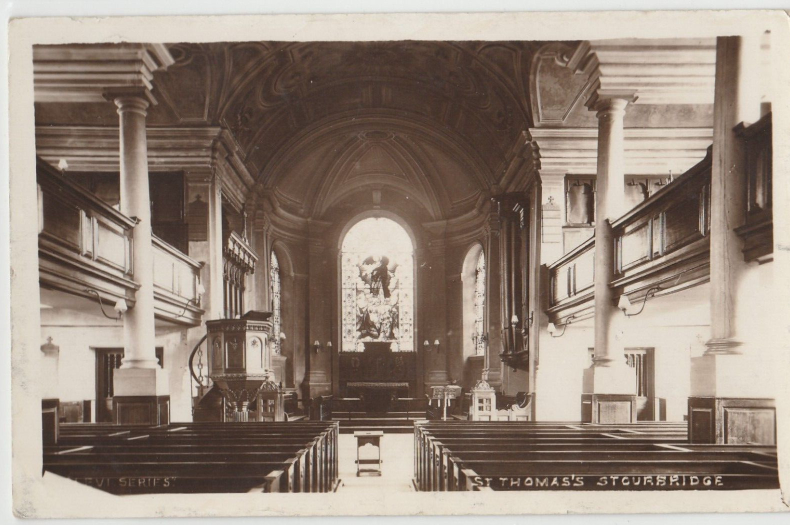 Vintage RPPC St. Thomas Church Stourbridge England UK Real Photo Postcard