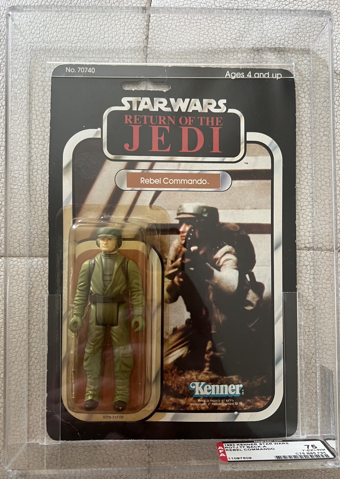Rebel Commando 1983 AFA GRADED 75 Y-EX+/NM 75/85/85 Star Wars ROTJ 77 Back-A