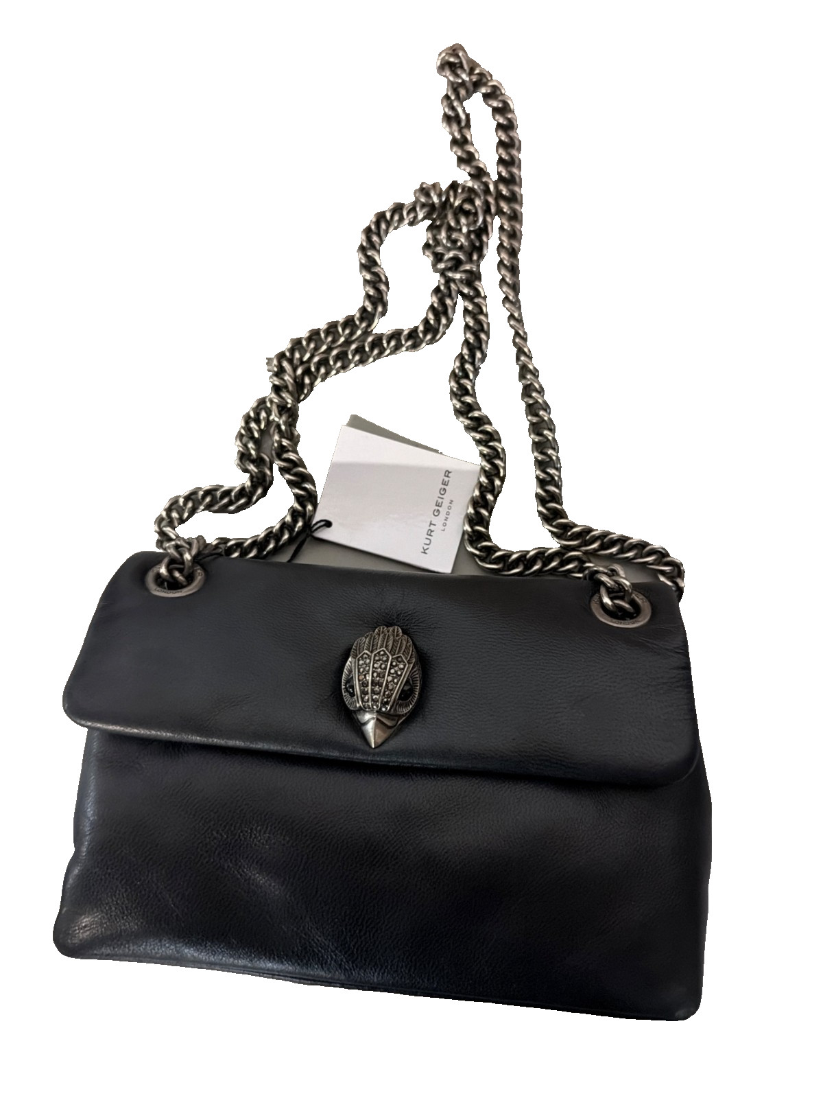 Kurt Geiger London Mini Kew Leather Shoulder Bag Black Chain Strap New Kurt Geiger London Mini Kew Leather Shoulder Bag Black Chain Strap New