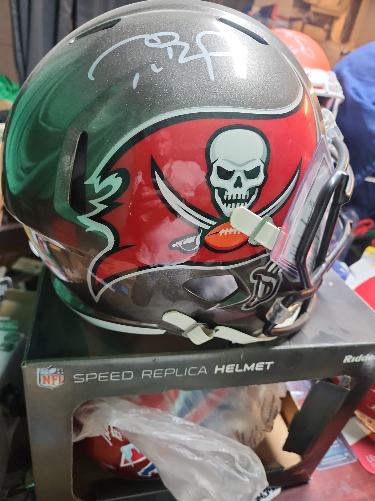 Tom Brady Buccaneers Autographed Full-Size Football Helmet Replica Tom Brady Buccaneers Autographed Full-Size Football Helmet Replica