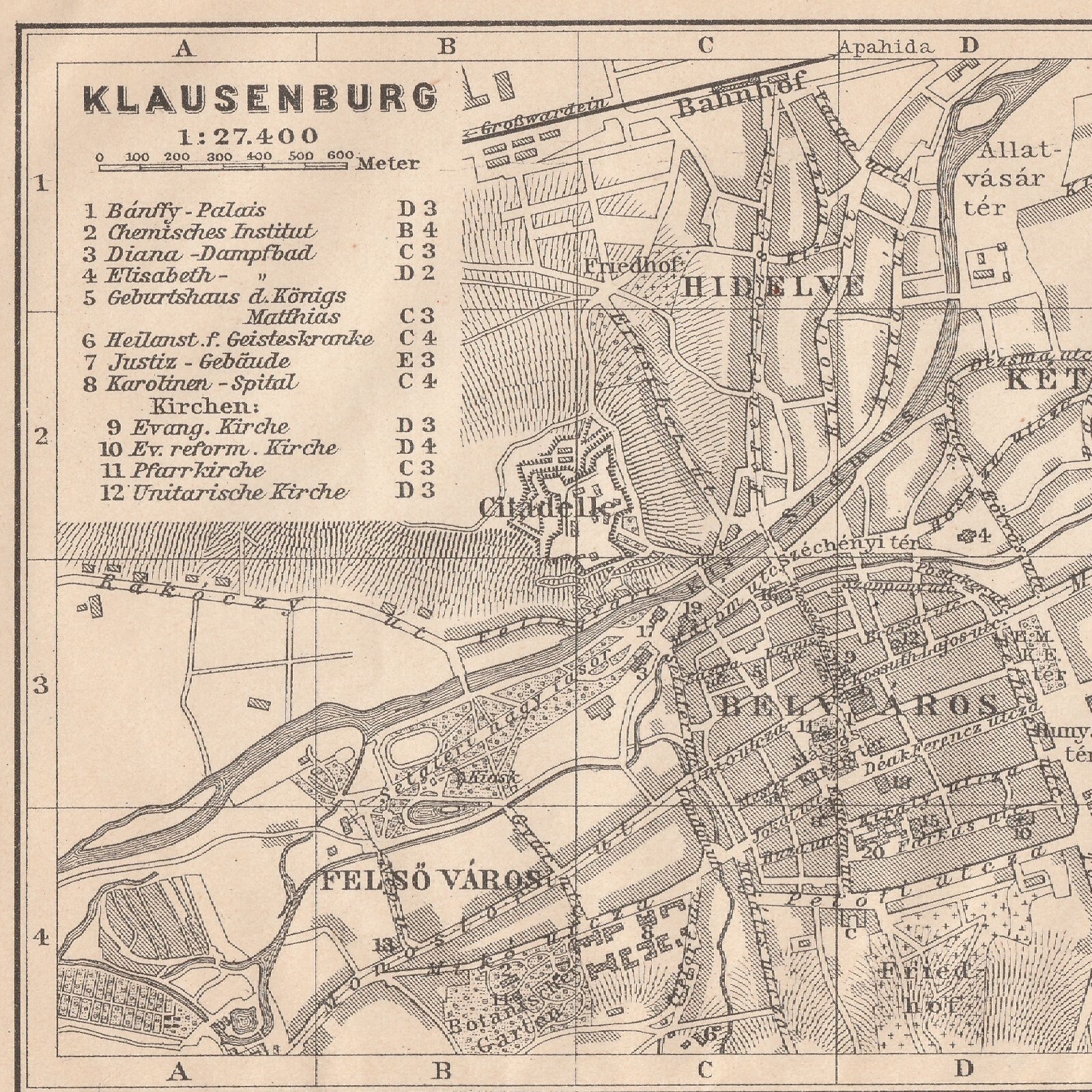 Cluj-Napoca  Romania   Original city plan map  1911  ROMANIA  România