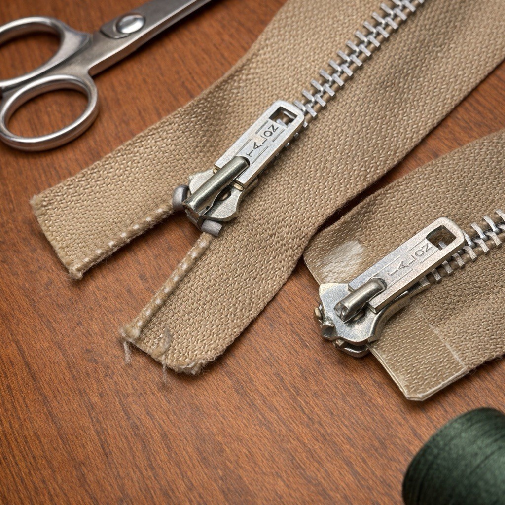 Vtg 50s Talon Double Ended Bag Zipper Beige 29\ Vtg 50s Talon Double Ended Bag Zipper Beige 29\