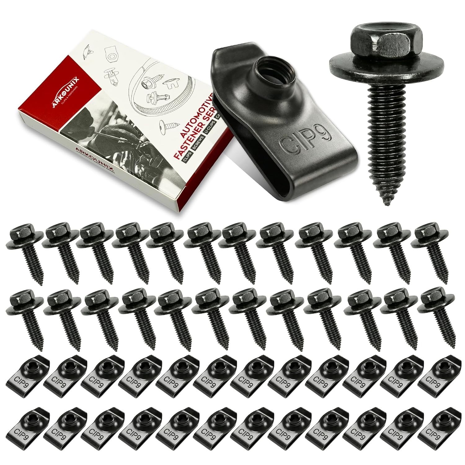 50 Pcs Automotive Body Bolts And U Nut Clips Kit Fender Bumper Fasteners Set New