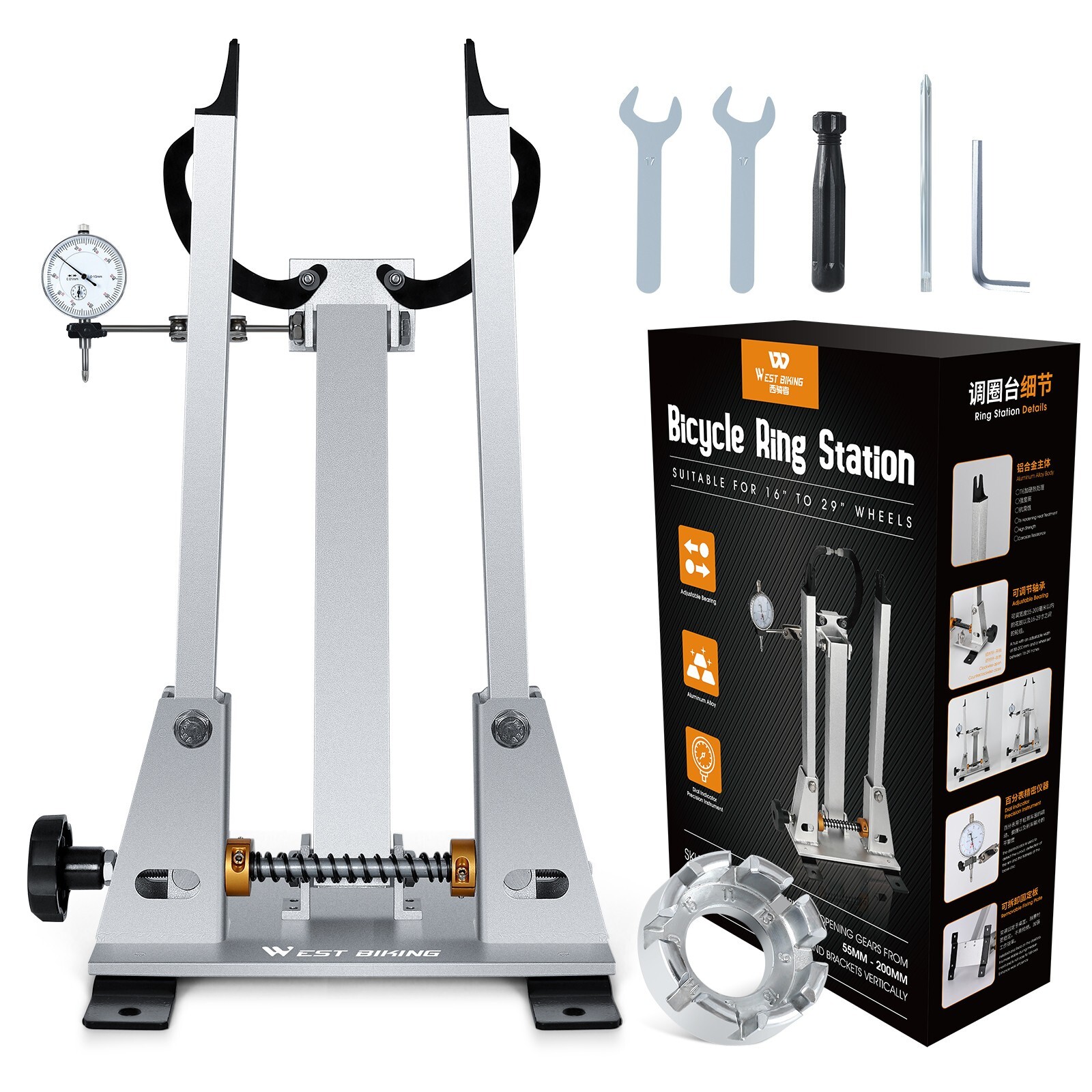 WEST BIKING Wheel Truing Stand Dial Indicator Gauge Tire Rims Wheel Repair Tool