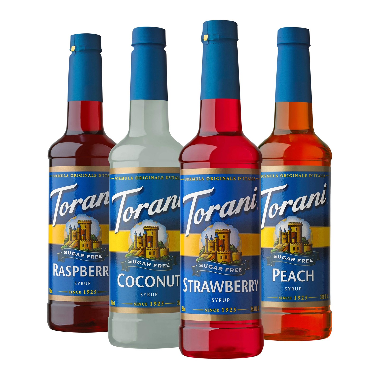 Torani Sugar Free Drink Syrup Soda Flavors 25.4 Fl Oz (Pack of 4), Colorless