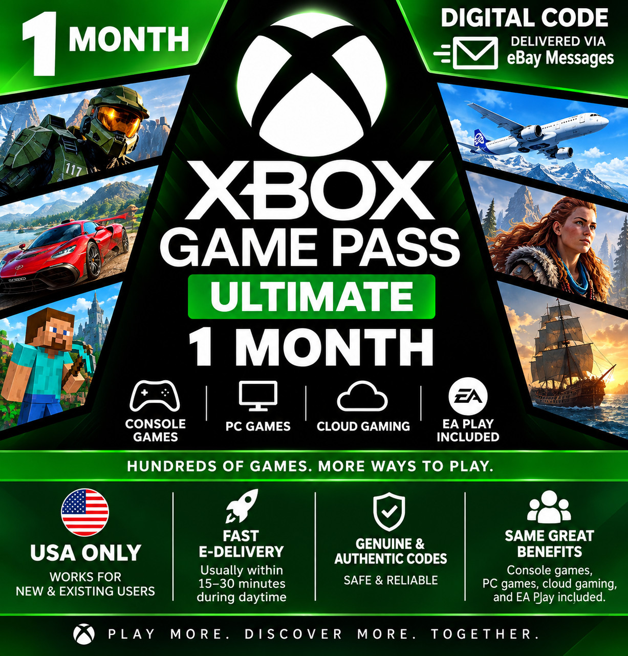 Xbox Game Pass Ultimate 1 Month Membership XGPU USA NEW & Existing Users