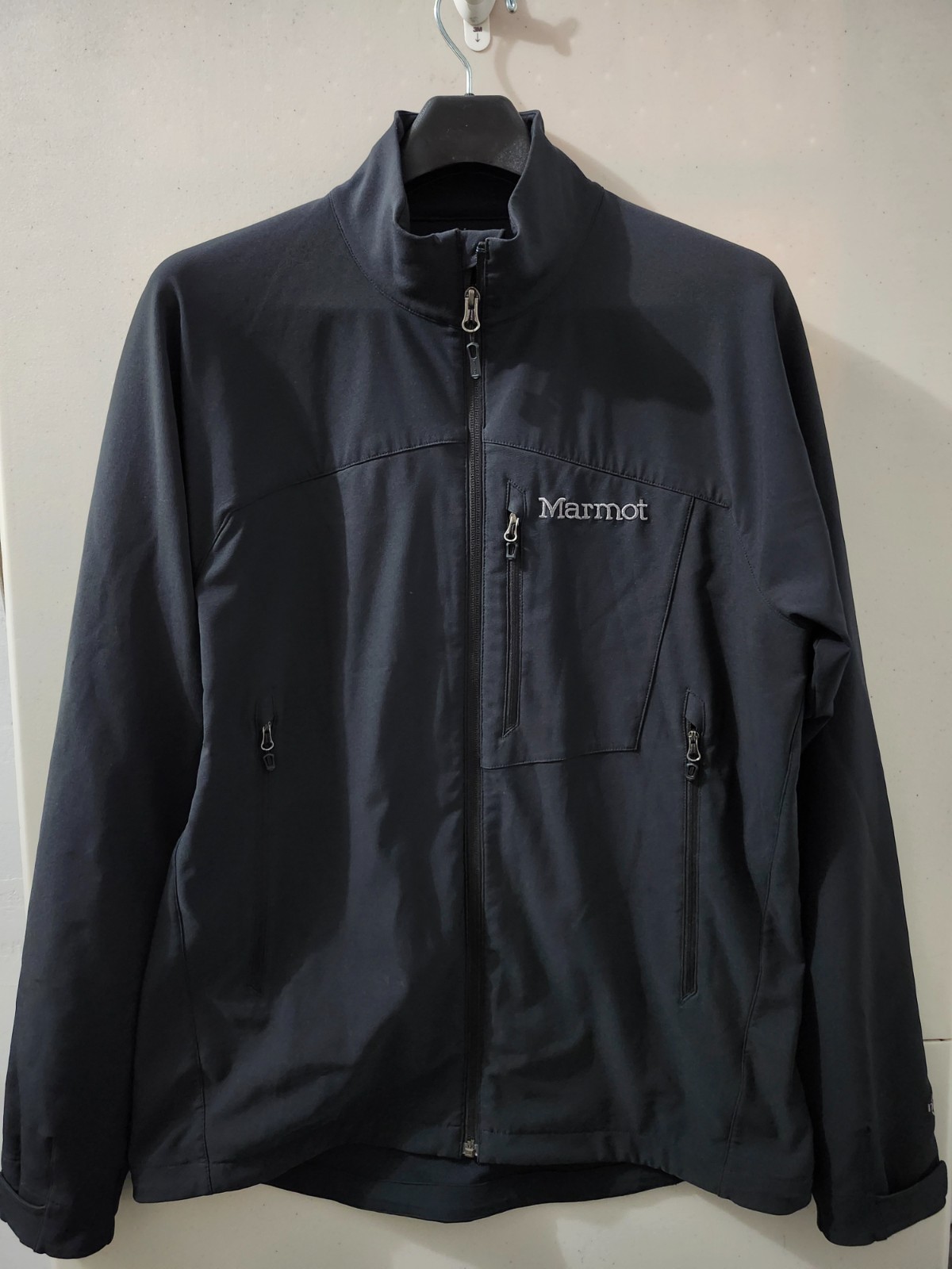 Marmot Jacket Mens L Black M3 Bero Zip Outdoor Hiking Softshell Pockets Solid