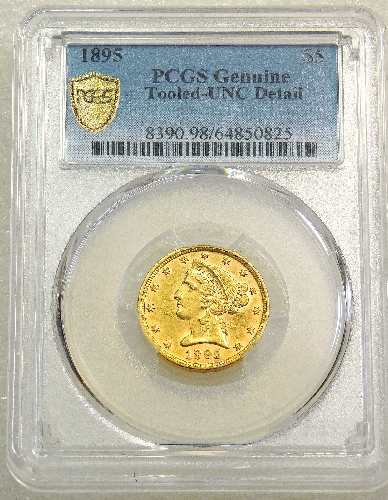 1895 $5 Gold Liberty Half Eagle PCGS UNC Tooled Just Graded New Holder #C10M 1895 $5 Gold Liberty Half Eagle PCGS UNC Tooled Just Graded New Holder #C10M