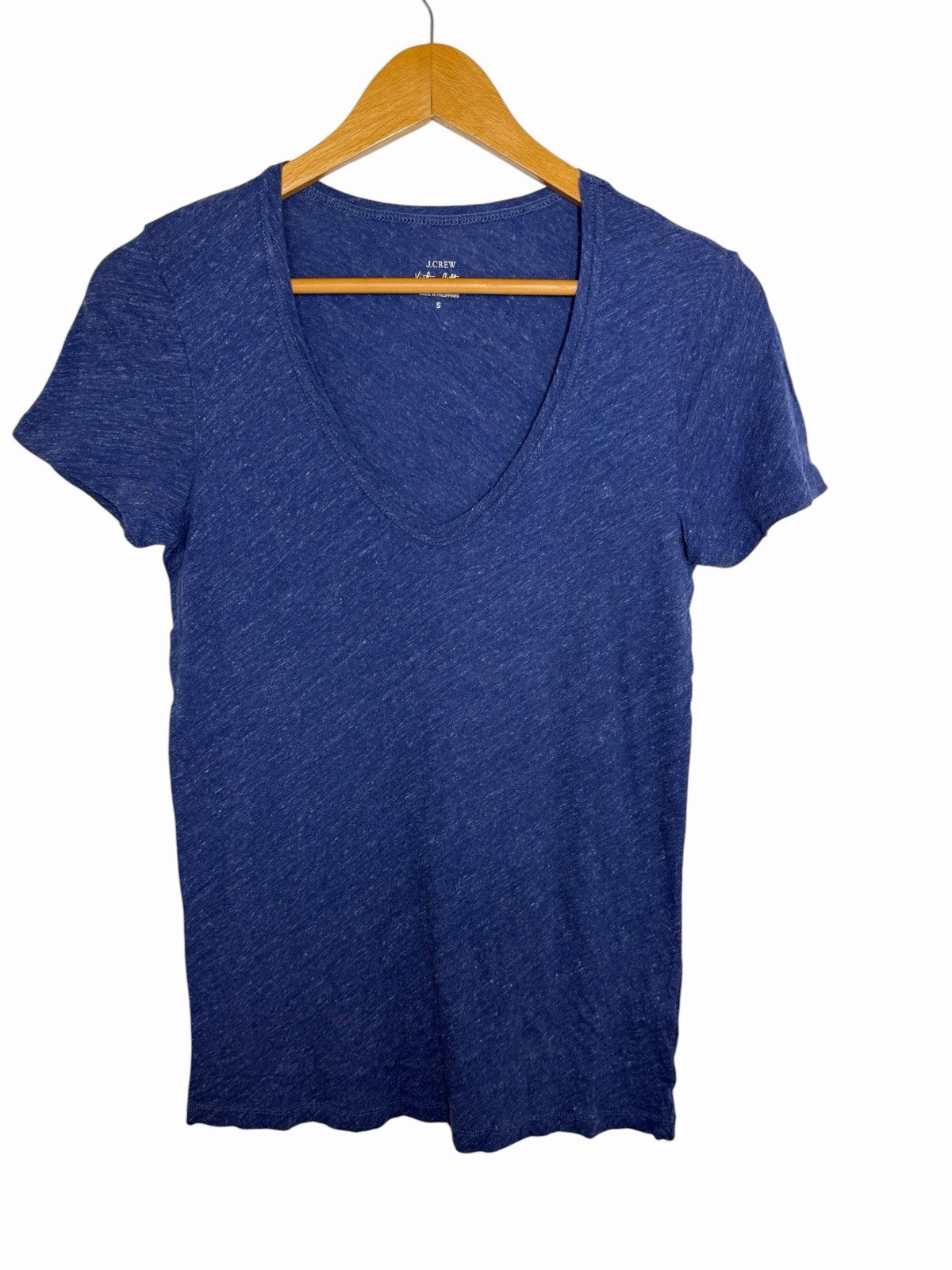 J. Crew Womens Vintage Cotton V Neck T Shirt Short Sleeve Blue Size Small NWT