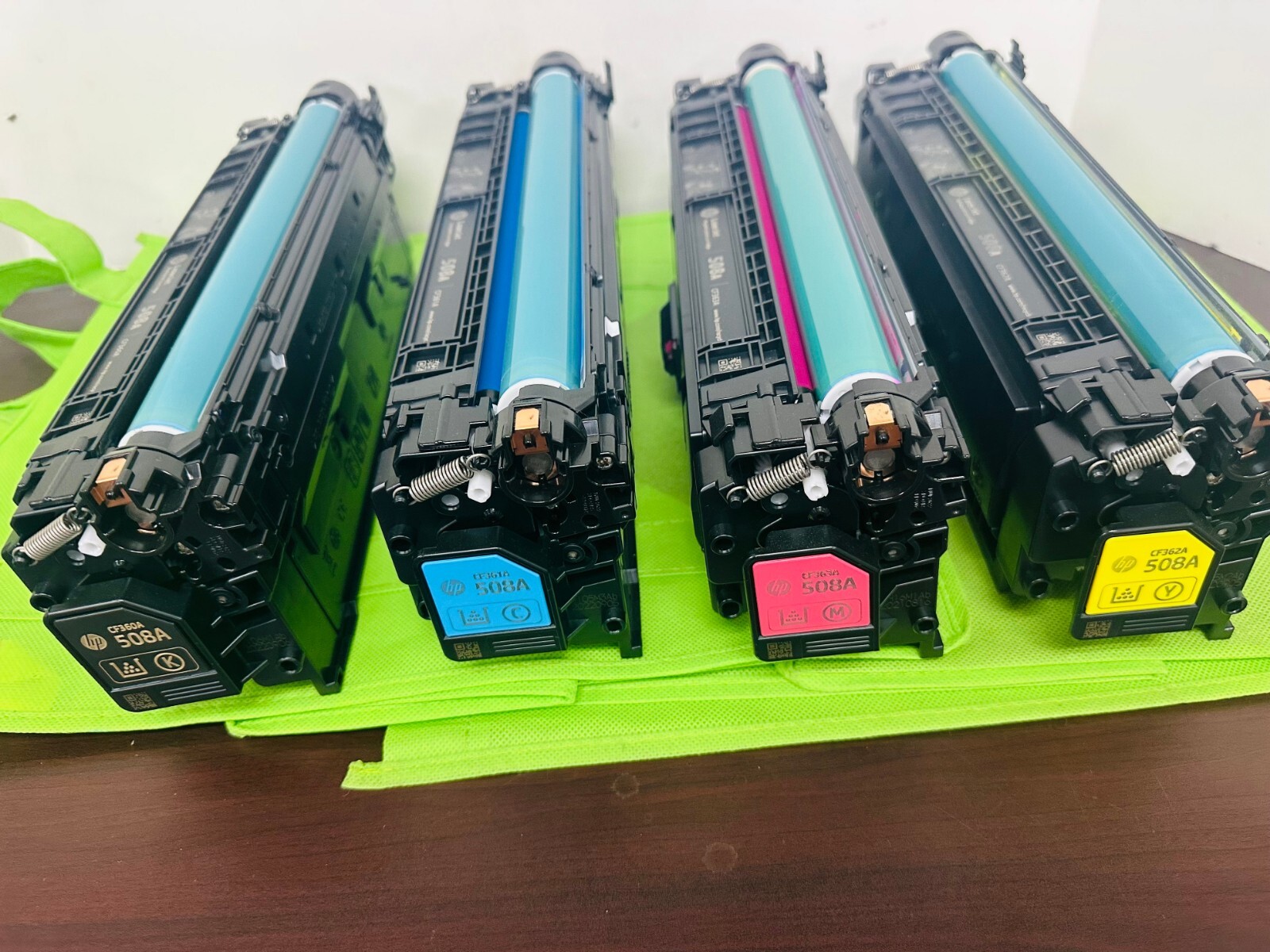 Genuine hp 508a set (CF60a; CF361a; CF362a & CF363a)1-2 TEST PAGE COUNT. 100% Genuine hp 508a set (CF60a; CF361a; CF362a & CF363a)1-2 TEST PAGE COUNT. 100%