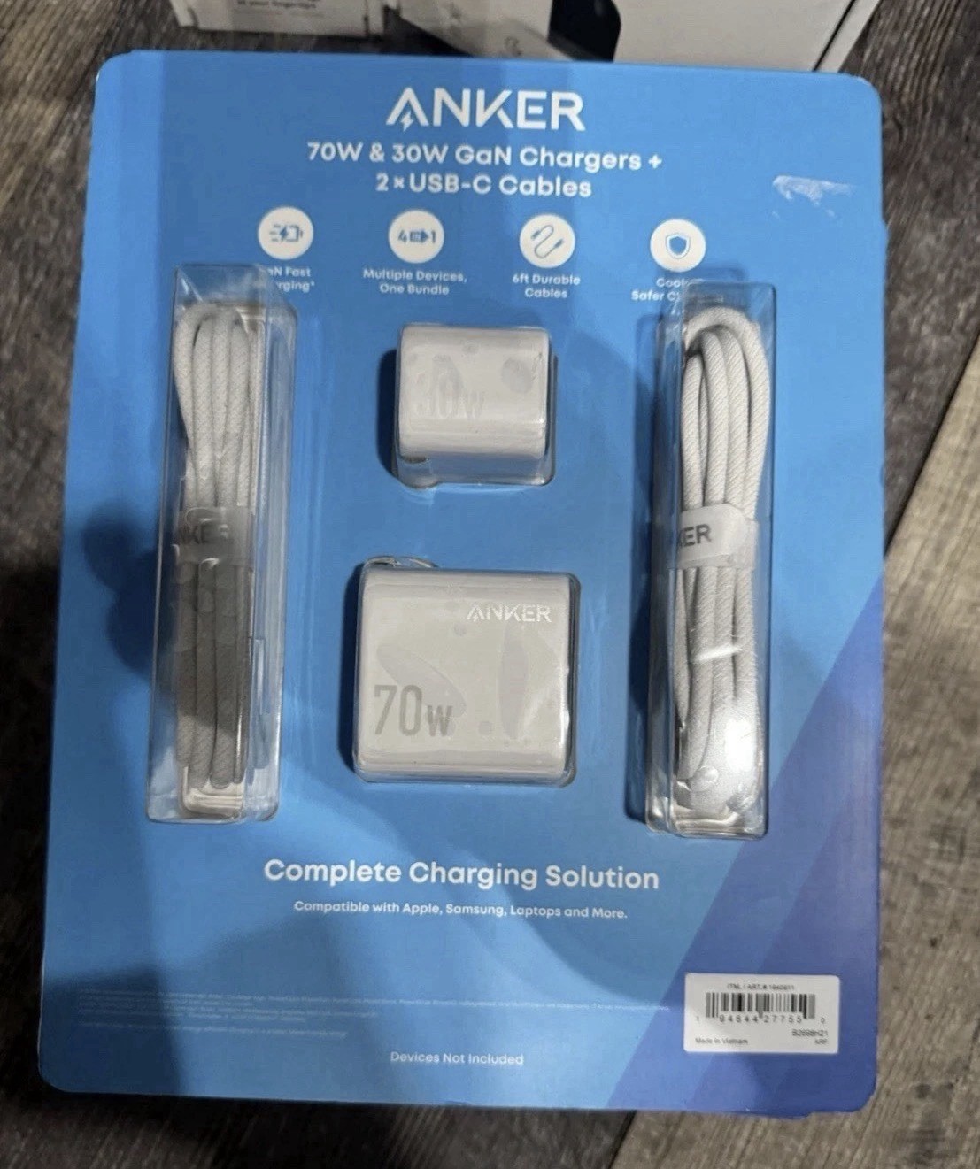 Anker 70W + 30W GaN USB-C Charger Bundle w/ 2 Cables Anker 70W + 30W GaN USB-C Charger Bundle w/ 2 Cables
