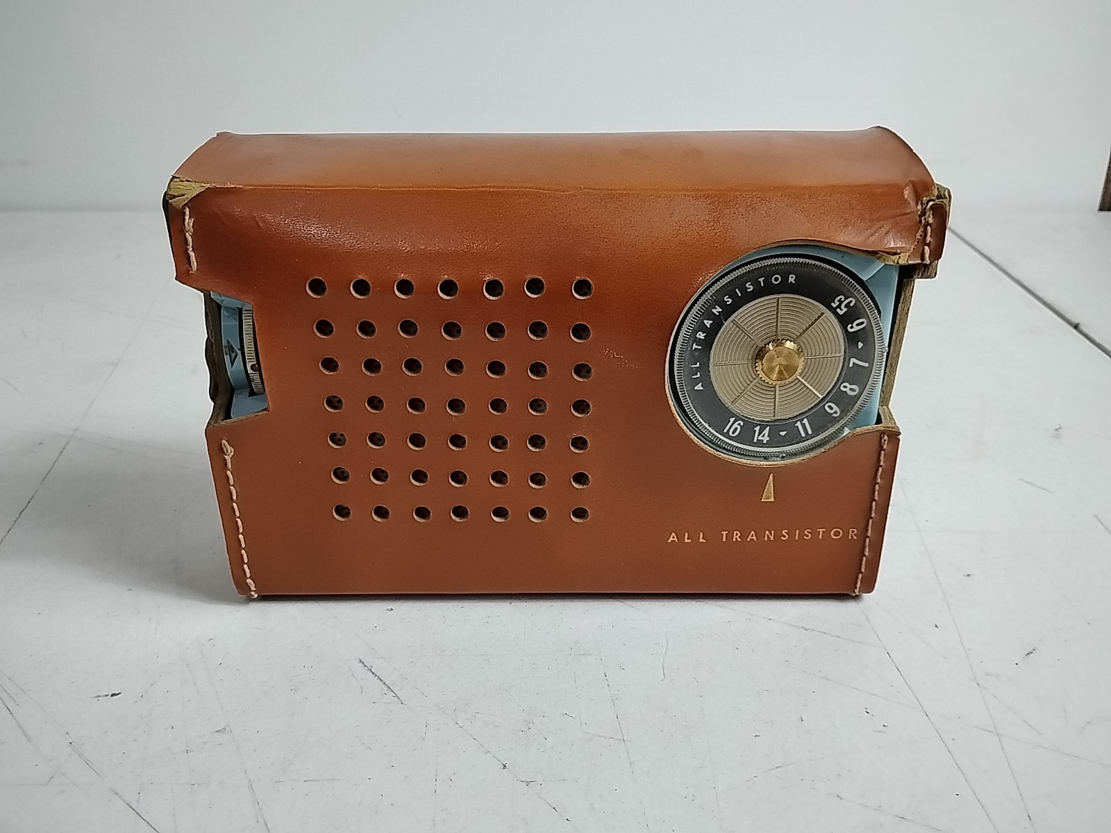 1960'S Vintage General Electric Blue P-806A AM Radio Untested Leather Case Rare