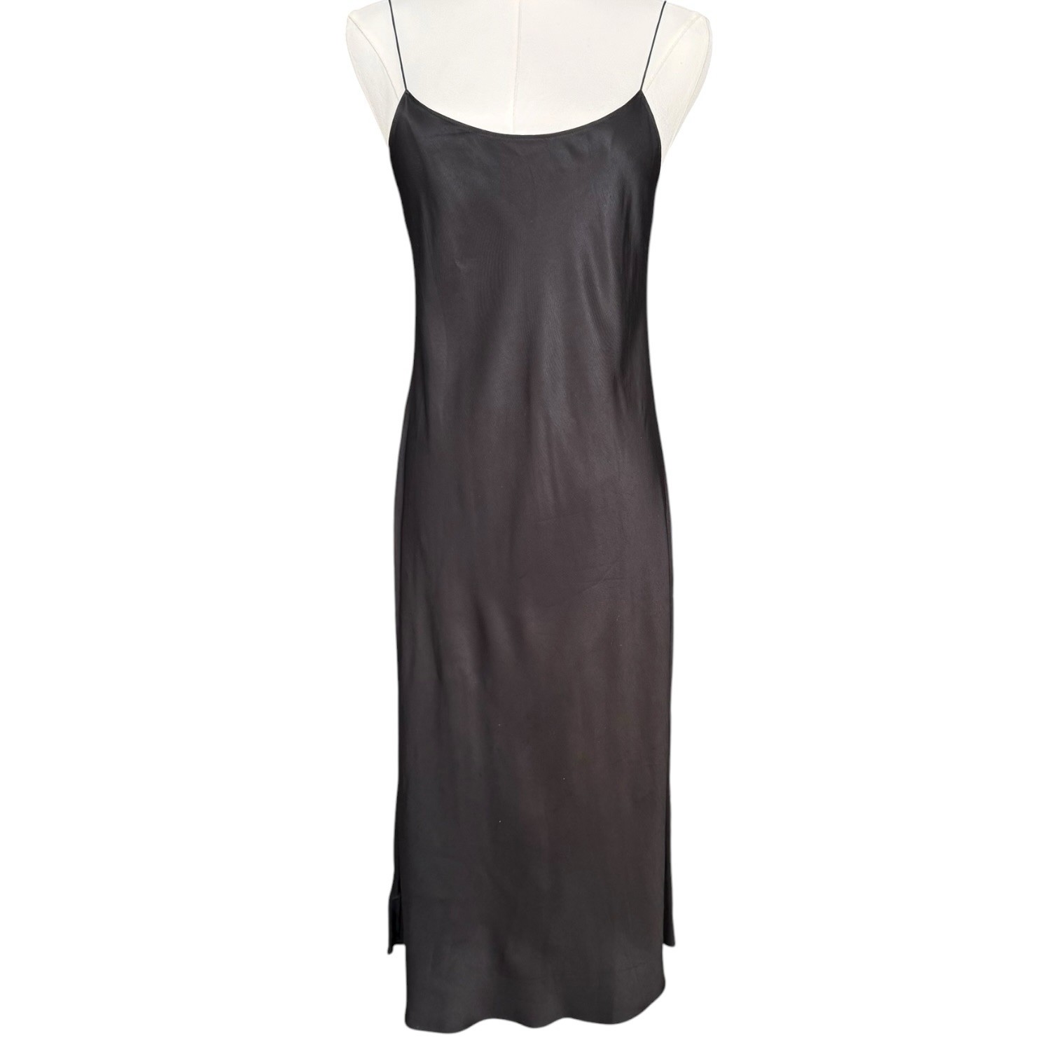 Helmut Lang Midi Slip Dress Black Washed Cupro Size XS Helmut Lang Midi Slip Dress Black Washed Cupro Size XS