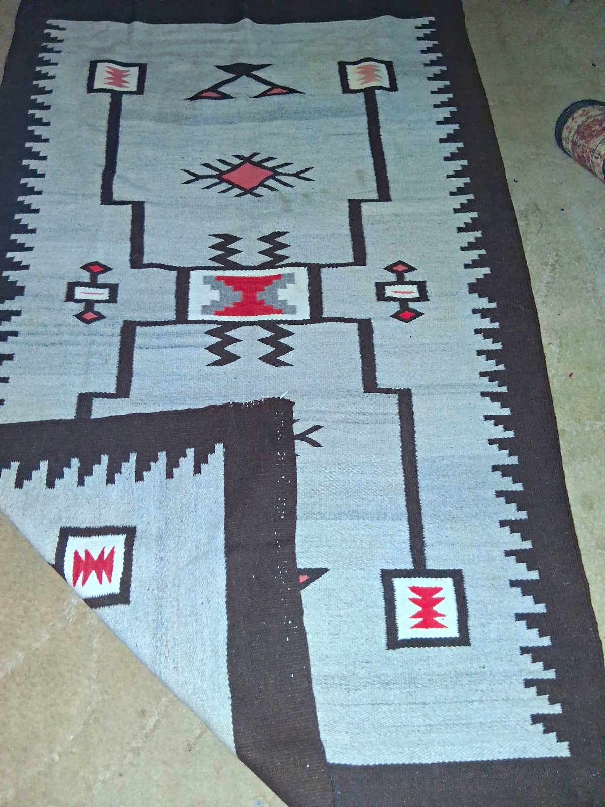 Circa 1940-50\'s Navajo Storm Pattern Floor Rug 50x82 Circa 1940-50\'s Navajo Storm Pattern Floor Rug 50x82