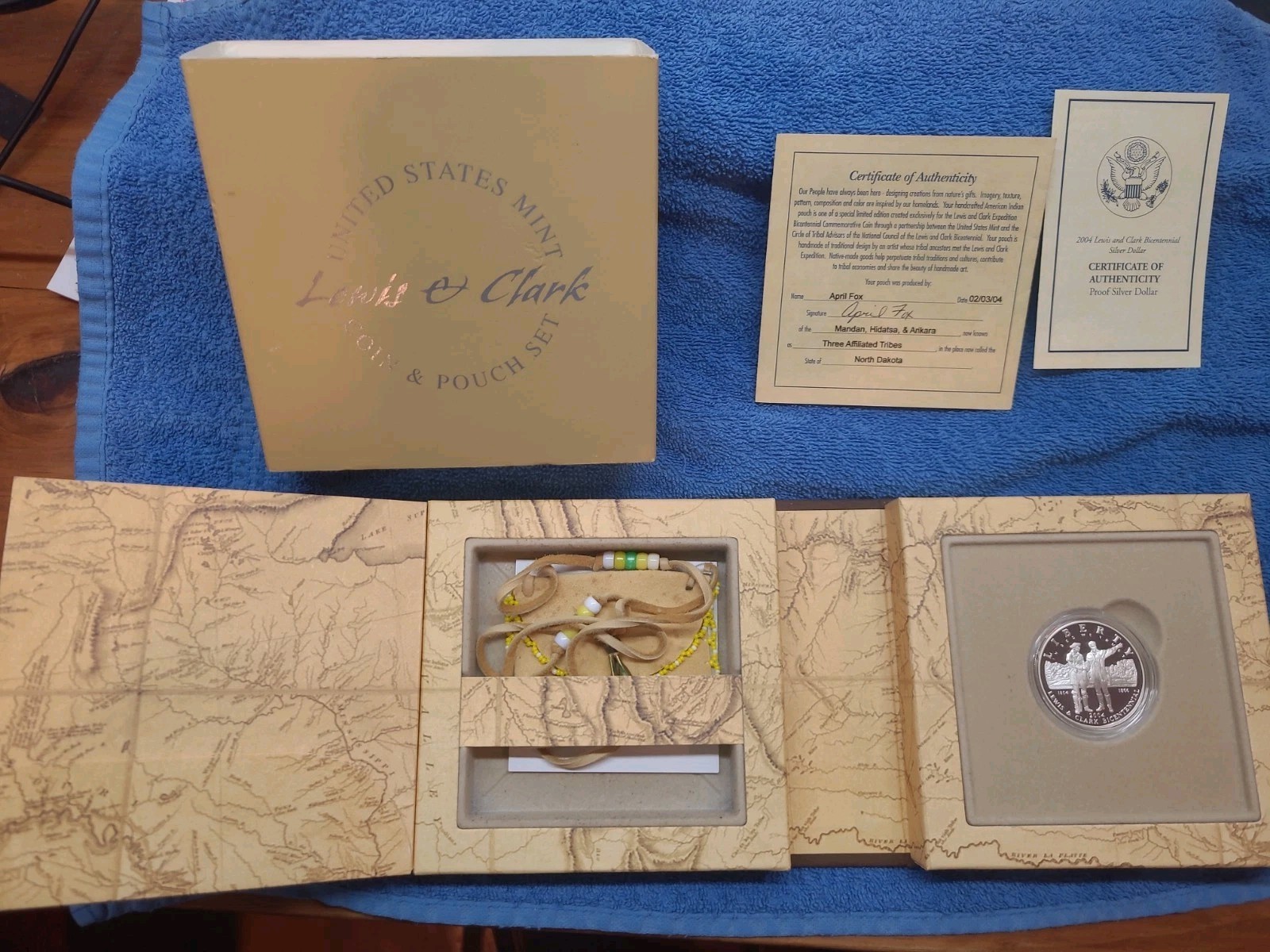 2004 Lewis & Clark Coin & Pouch Set OGP*April Fox*Mandan-Hidatsa-Arikara-SILVER-