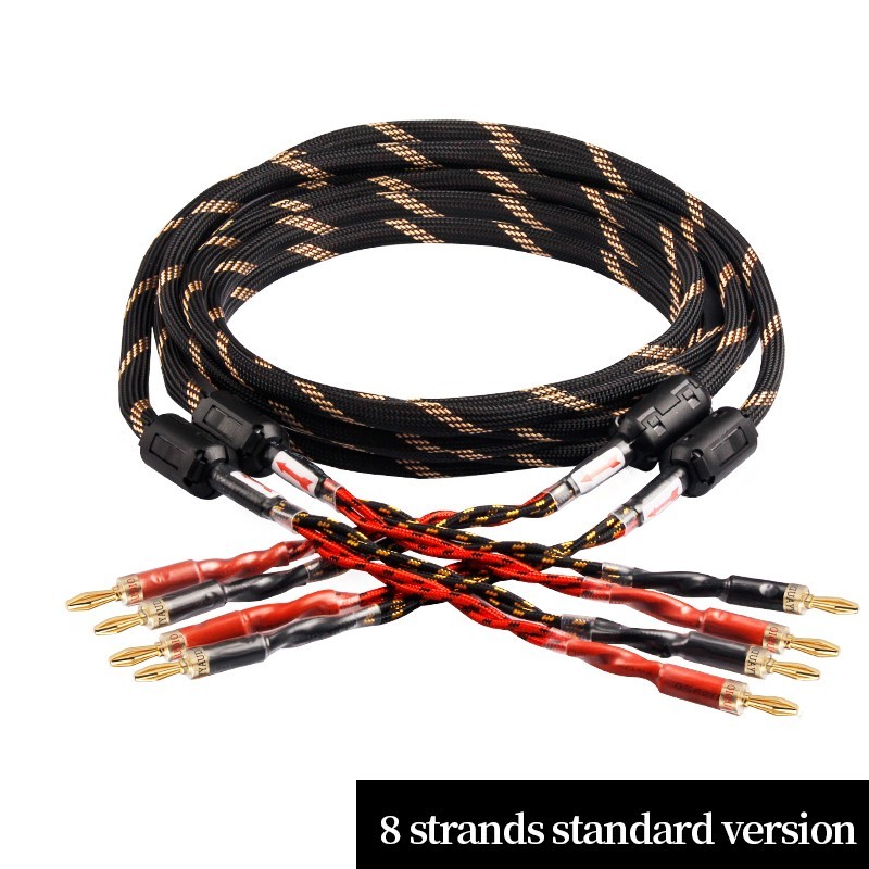 One Pair HiFi Speaker Cable High Purity 6N OFC Audio Cable For Amplifier Speaker