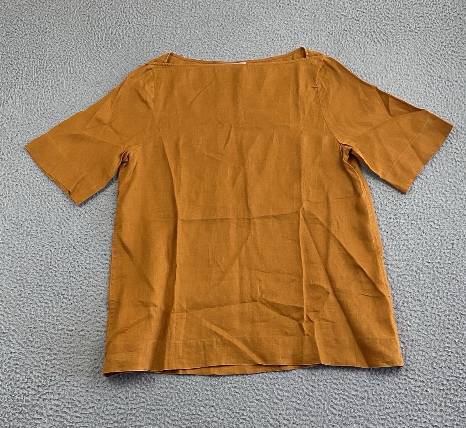 COS Womens 100% Hemp Top Shirt Size 6 in Saffron Chic Coastal Summer Boat Neck