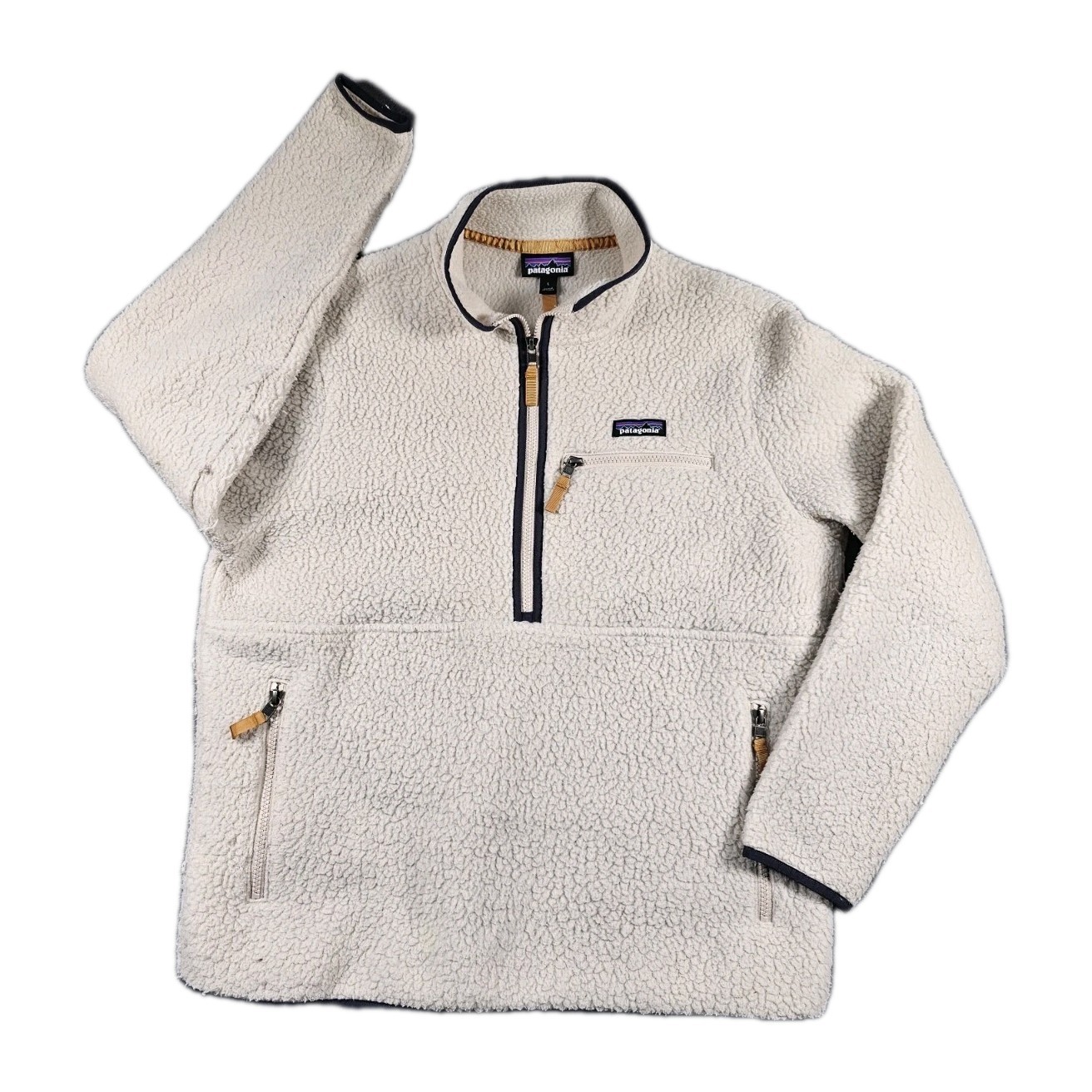 Patagonia Classic Retro-X Pullover Women’s L Natural Sherpa Fleece Windproof