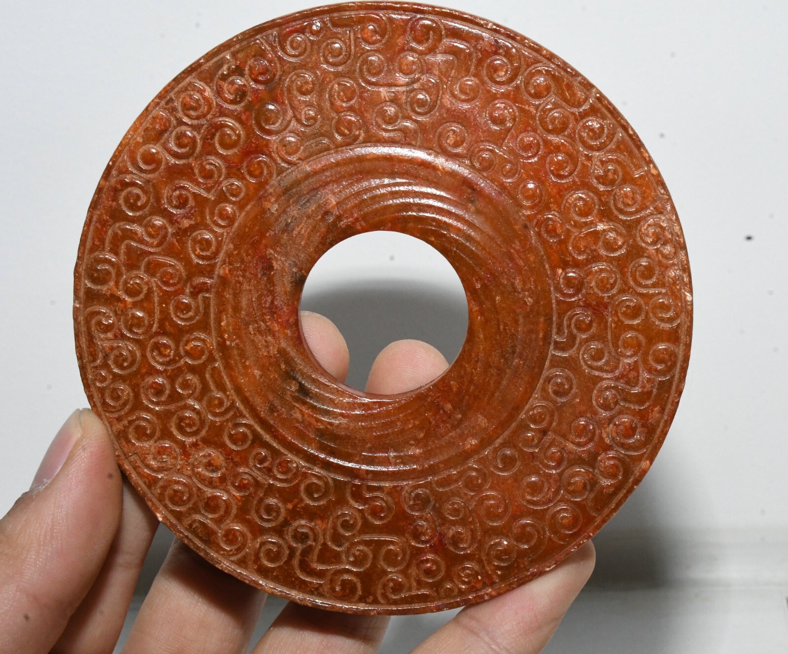 4.3\'\'Old Chinese Dynasty Hetian Jade Carved Beast Pattern Yubi Yu Bi Pendant