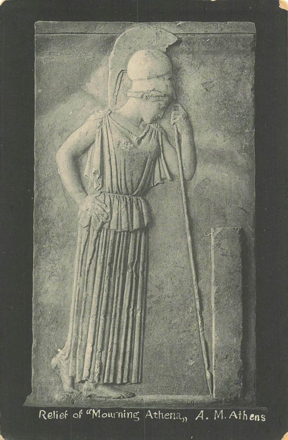 Mourning Athena Relief Ancient Greece Athens RPPC Postcard c1910s Mourning Athena Relief Ancient Greece Athens RPPC Postcard c1910s