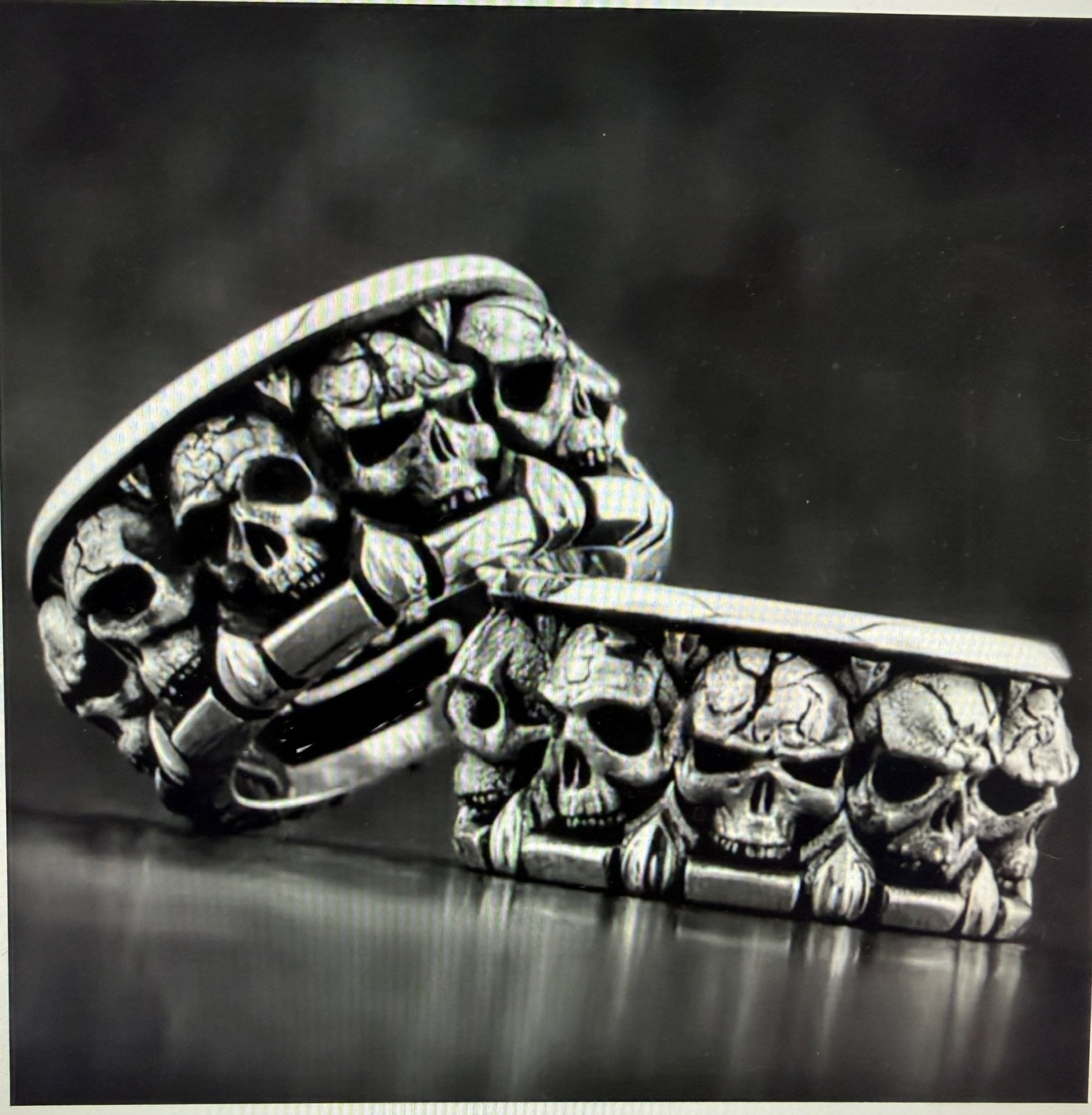 Aztec Tzompantli Mictlantecuhtli Skull Rack Band Ring, Death, Gothic, Dead (str8 Aztec Tzompantli Mictlantecuhtli Skull Rack Band Ring, Death, Gothic, Dead (str8