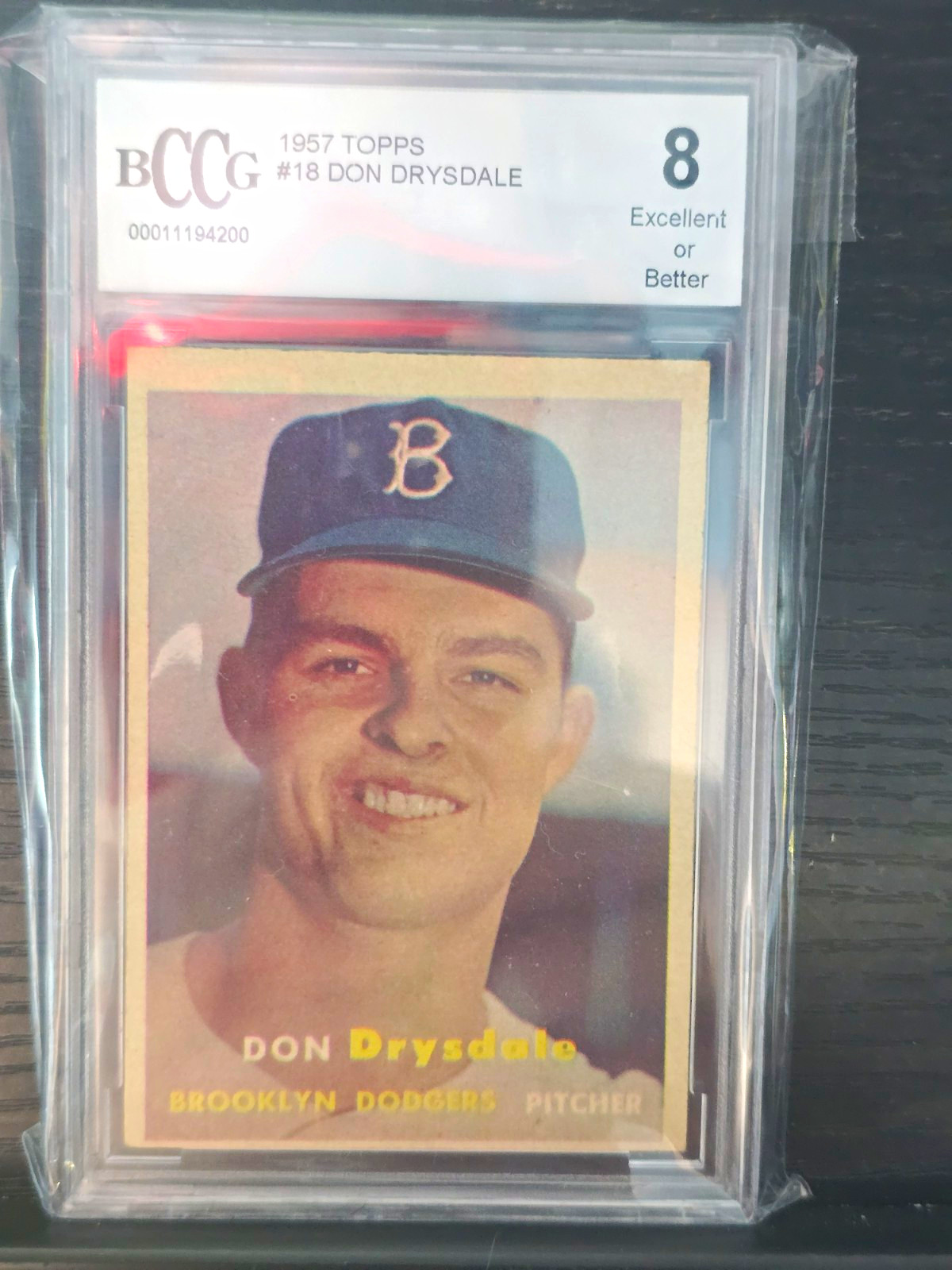 Topps 1957 #18 Don Drysdale Brooklyn Dodgers MLB Baseball Card Graded Topps 1957 #18 Don Drysdale Brooklyn Dodgers MLB Baseball Card Graded