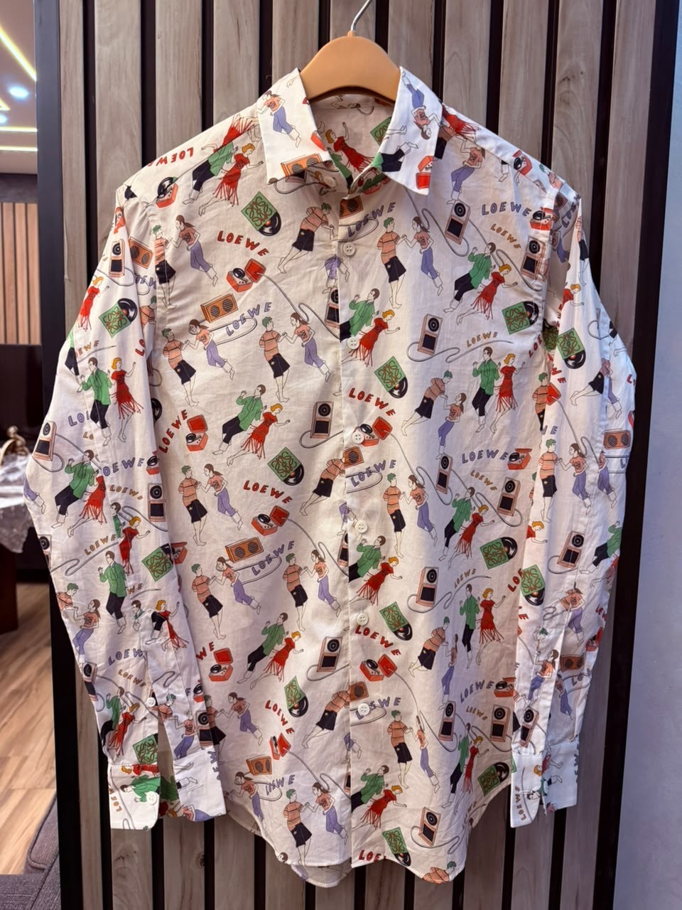 Vintage LOEWE 100% Cotton Rare Printed Shirt Music Dance Novelty S or M