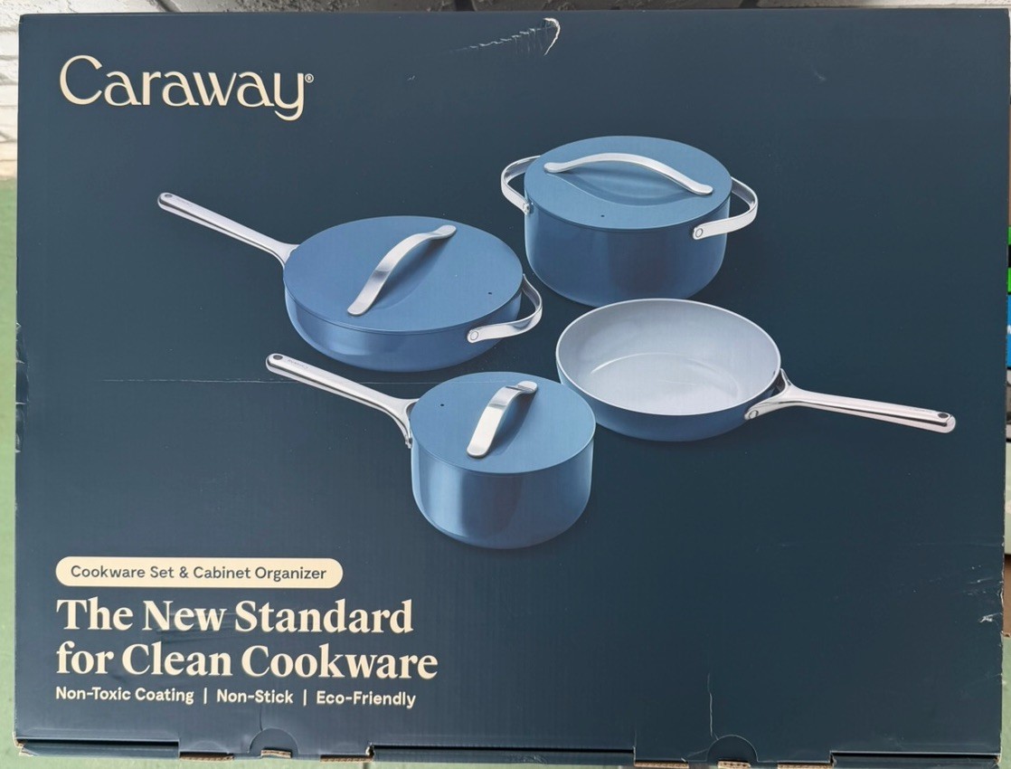 Caraway Home (CW-CSET-102) - 12pc Cookware Set & Cabinet Organizer (Navy)..NEW