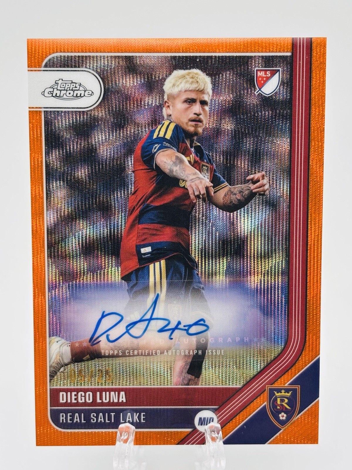 2026 Topps Chrome MLS Diego Luna Auto Orange Wave Refractor 05/25 Real Salt Lake