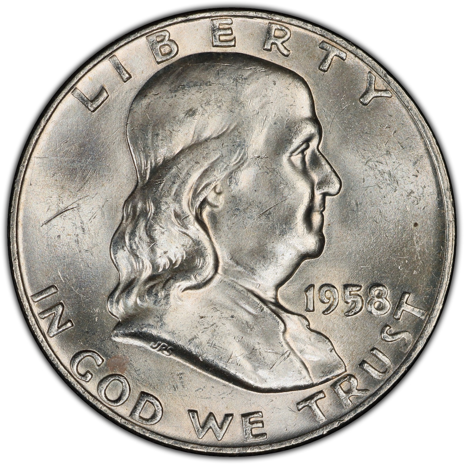 1958-D 50c Franklin Half Dollar Brilliant Uncirculated Denver US Silver Coin 1958-D 50c Franklin Half Dollar Brilliant Uncirculated Denver US Silver Coin