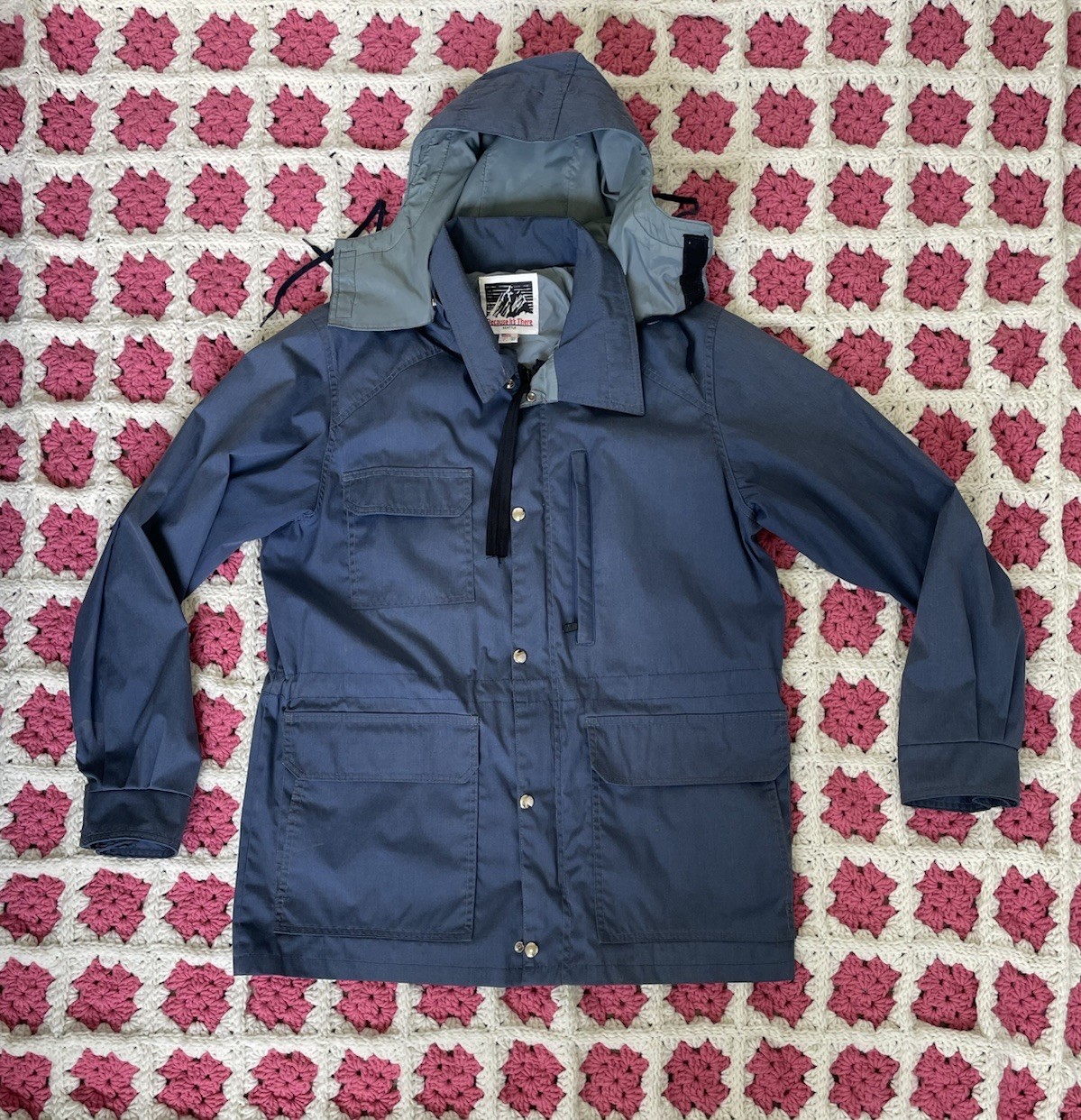 Vintage 80s BECAUSE ITS THERE Seattle Storm Shed Jacket Blue Mens Size L Vintage 80s BECAUSE ITS THERE Seattle Storm Shed Jacket Blue Mens Size L