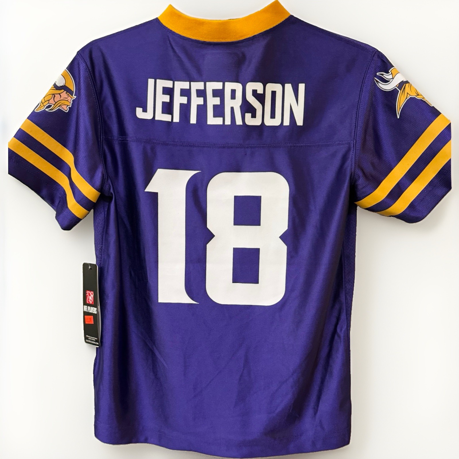NFL Team Apparel Minnesota Vikings Jefferson #18 Youth M- Medium Purple Jersey NFL Team Apparel Minnesota Vikings Jefferson #18 Youth M- Medium Purple Jersey