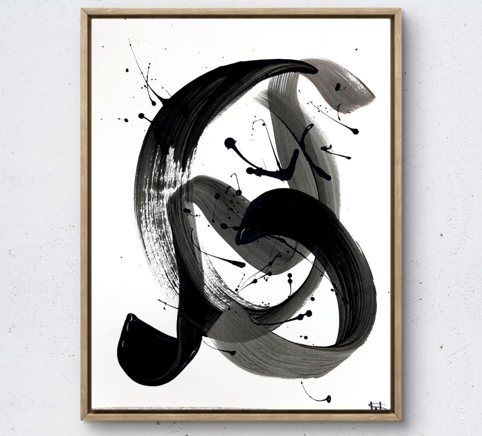 Figurative monochromatic bold acrylic art painting 14X11 Gallery Paper original