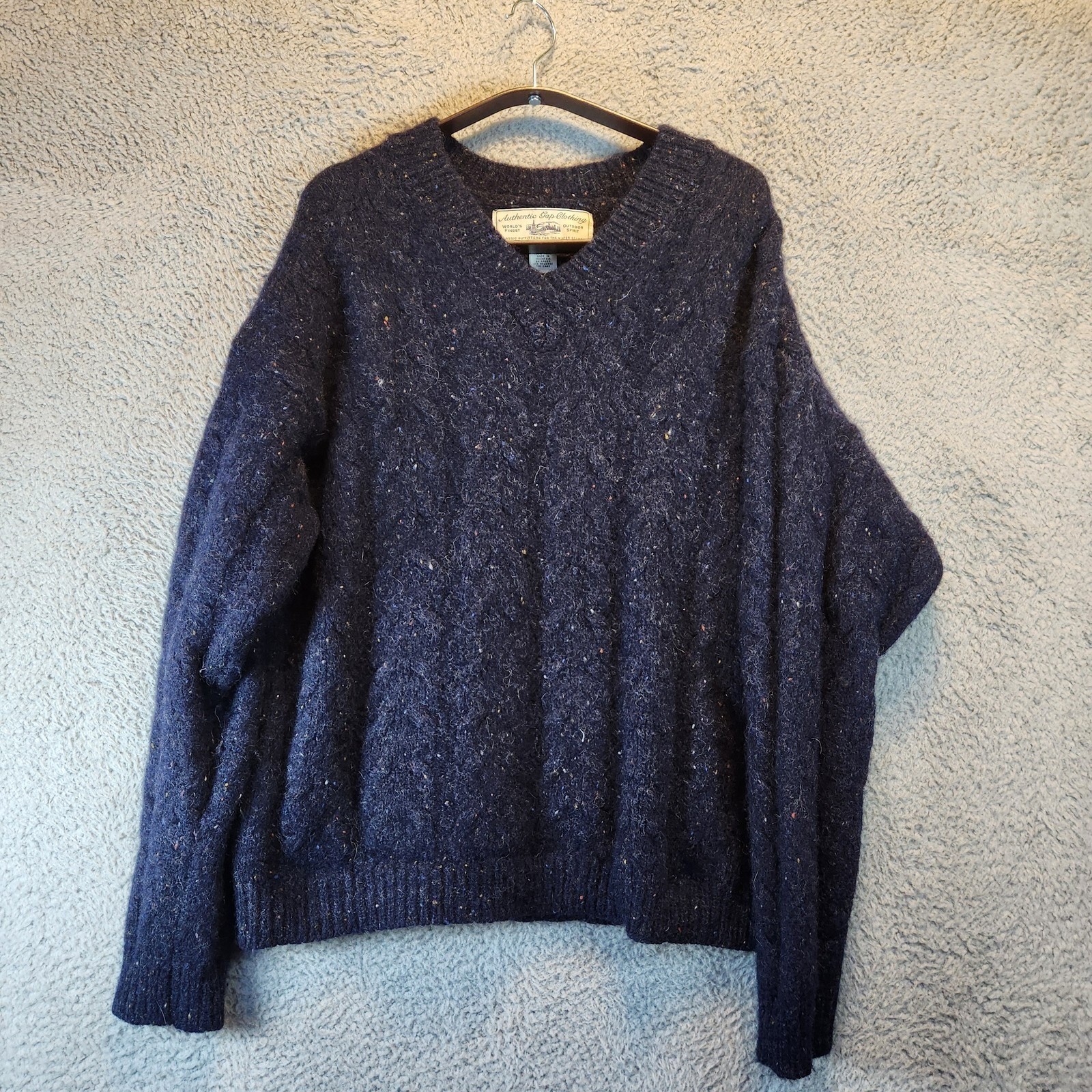 Vintage Gap Sweater Mens XL Blue Wool Cable Knit Pullover Outdoors Warm Vintage Gap Sweater Mens XL Blue Wool Cable Knit Pullover Outdoors Warm