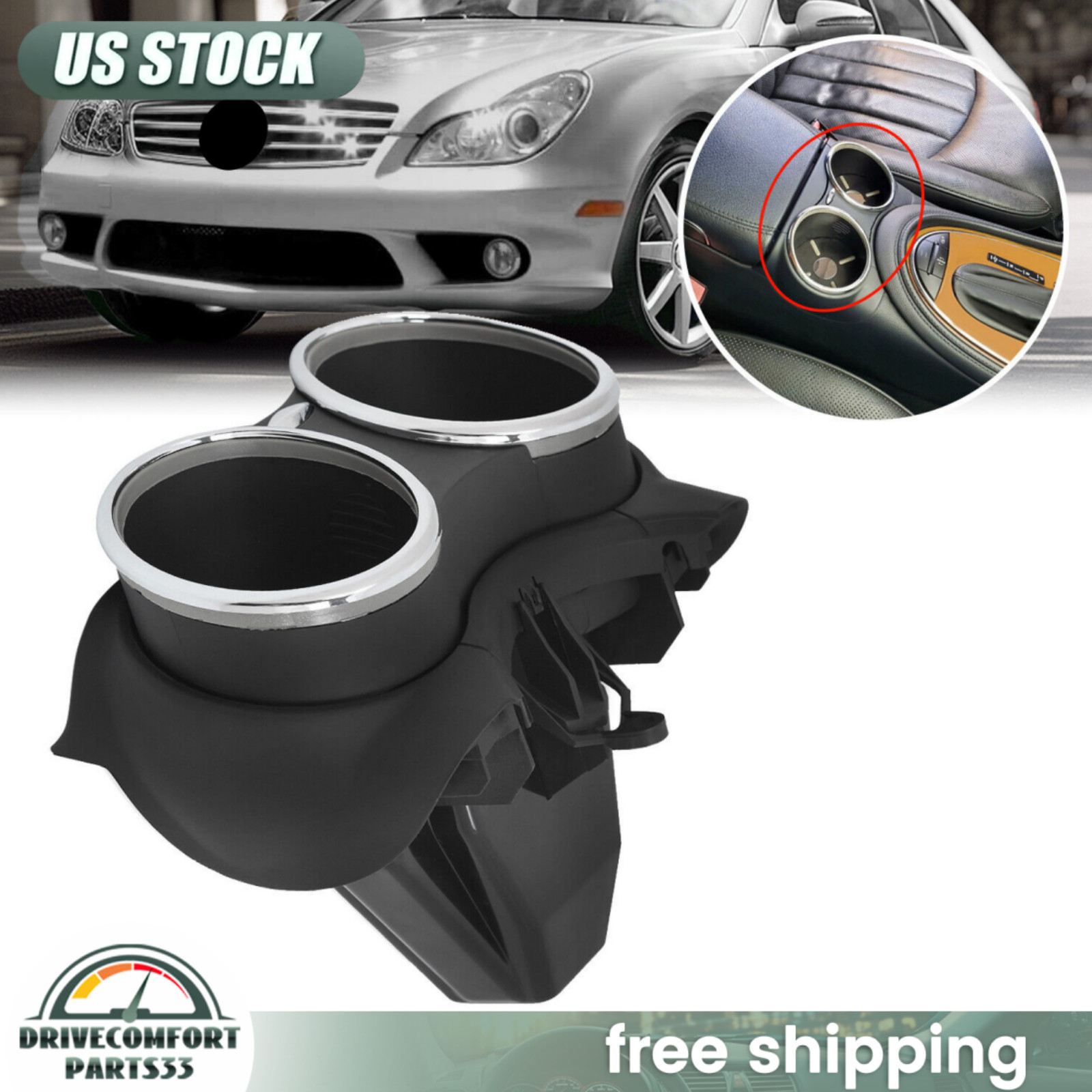 For 2006-11 MERCEDES BENZ W219 C219 CLS500 CLS63 AMG Cup Holder Bracket Dual Cup