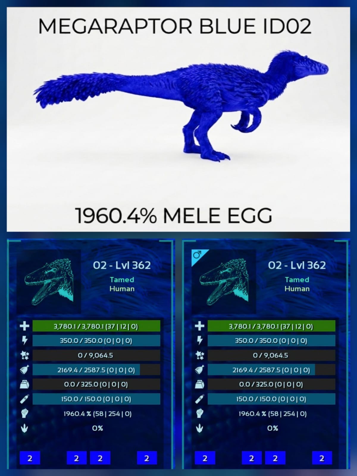 MEGARAPTOR TOP STATS Egg Pair -  Ark Survival Ascended PVE Official Crossplay