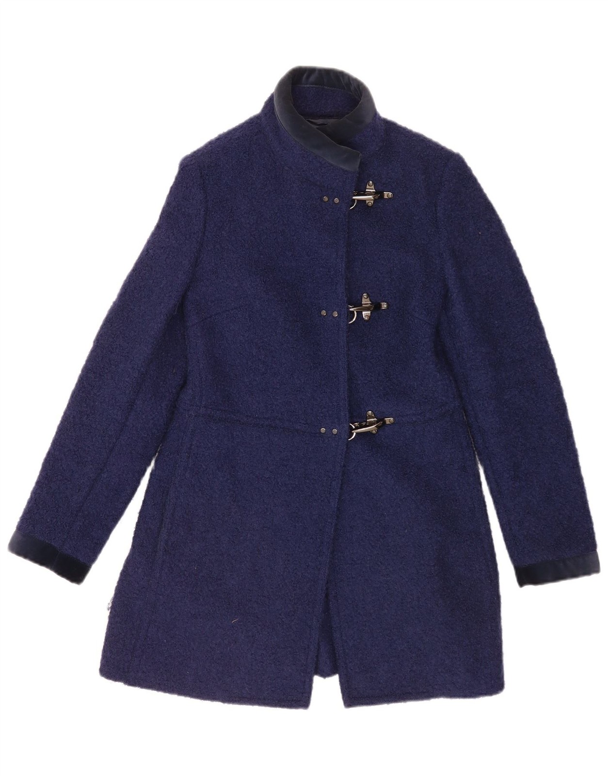 Fay Womens Overcoat UK 10 Small Navy Blue Virgin Wool DH04