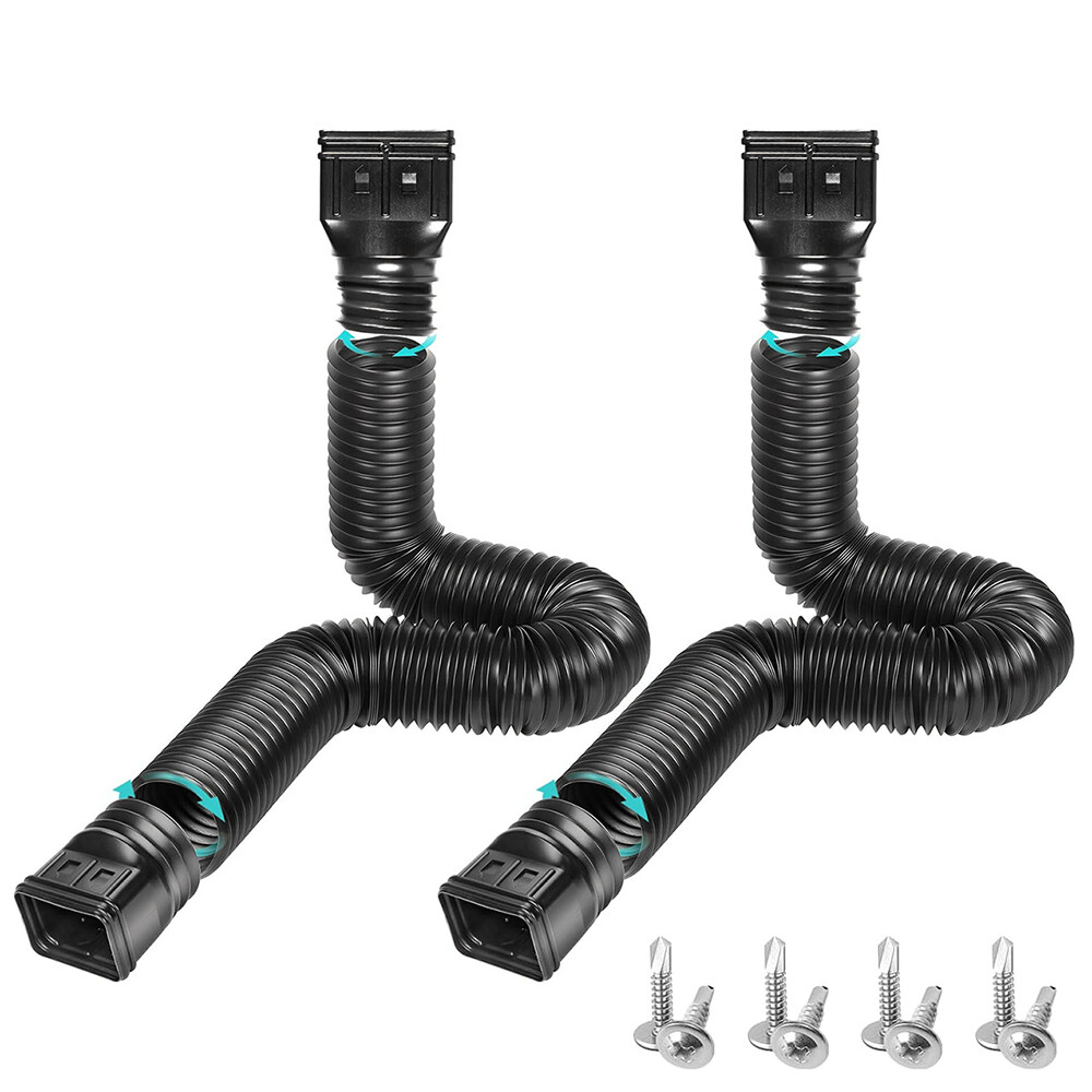 2Pack 21-60″ Expandable Flex Drain Downspout Extension Rain Pipe Spout Gutter