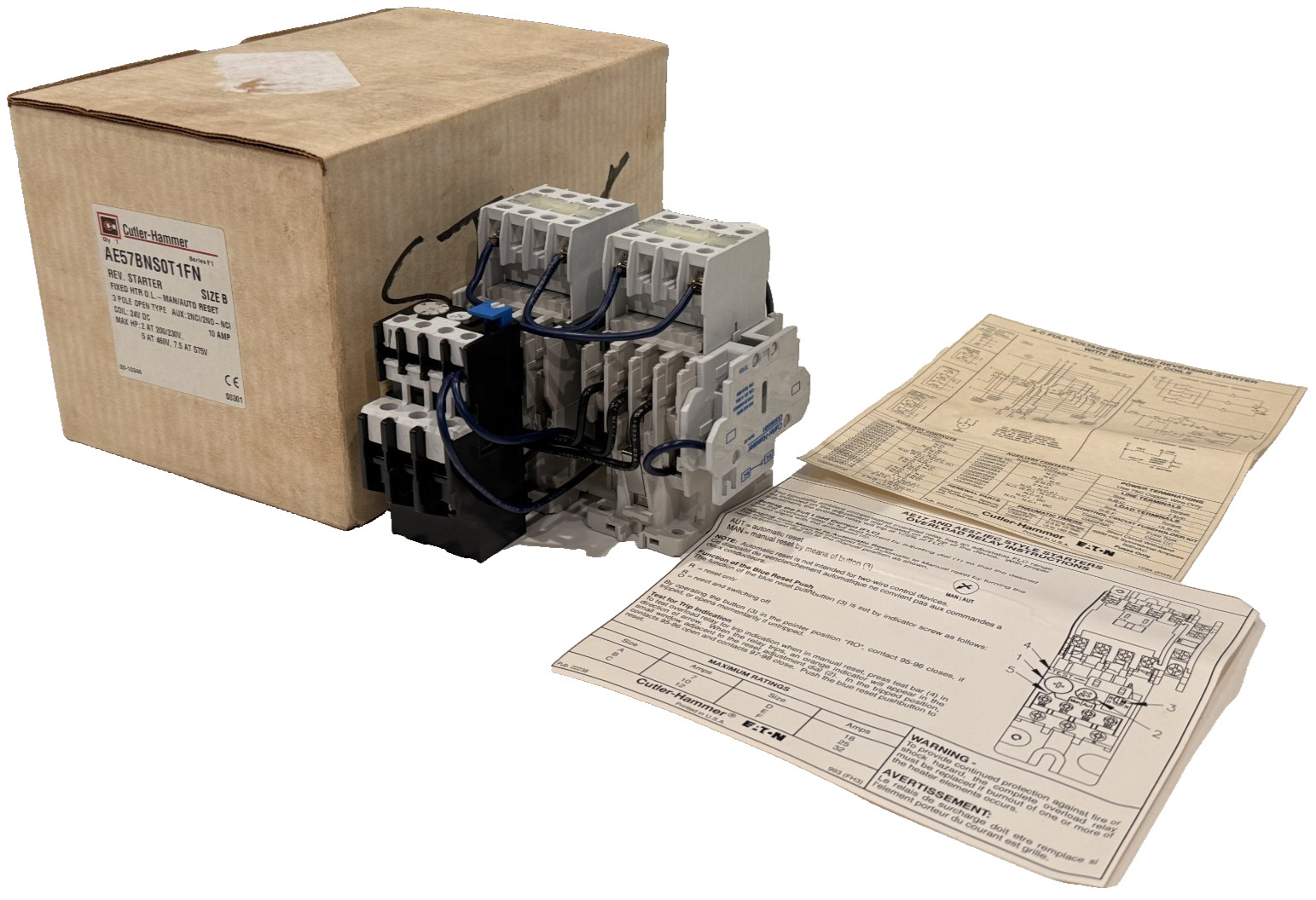 NEW EATON CUTLER-HAMMER AE57BNS0T1FN REV. STARTER SERIES F1 SIZE B 3 POLE 24VDC