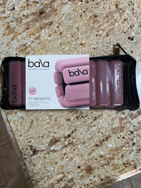 Bala Bangles 1 LB Wrist Ankle Weights Blush Pink Pair w/ Carry Case