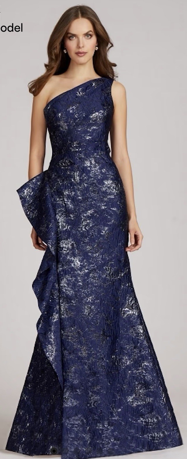 Teri Jon Rickie Freeman Women’s Formal Dress Gown One Shoulder, Navy, Size 12