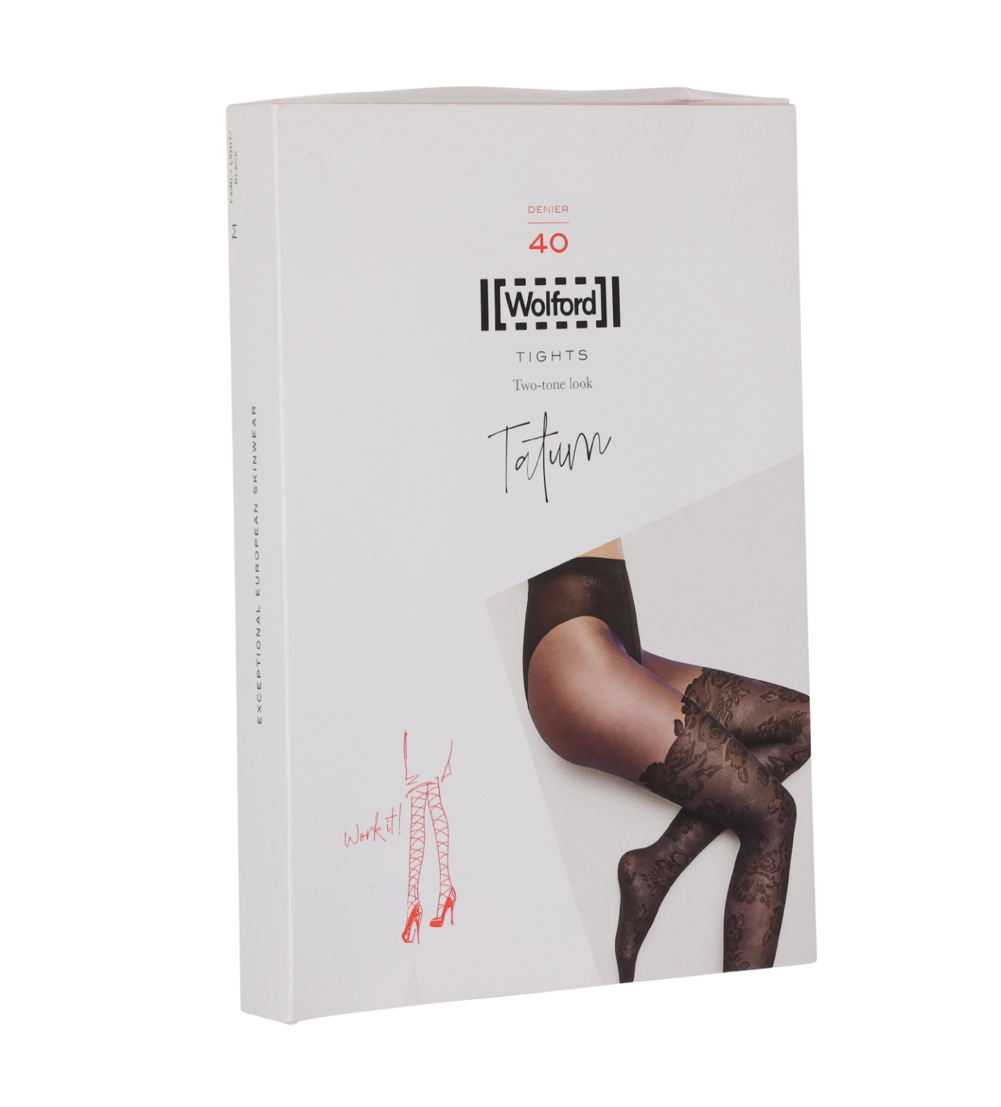 Wolford L58827 Fairly Light/Black Tatum Two-Tone Look Tights 40 Den Size S Wolford L58827 Fairly Light/Black Tatum Two-Tone Look Tights 40 Den Size S