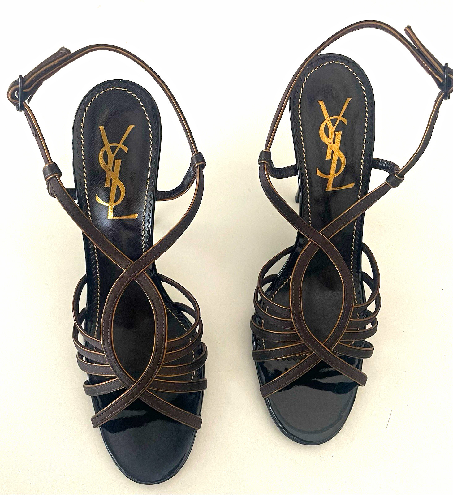 RARE VINTAGE YSL LOULOU 105 SANDAL SATIN DUCHESS HEEL. Size 39 BRAND NEW IN BOX