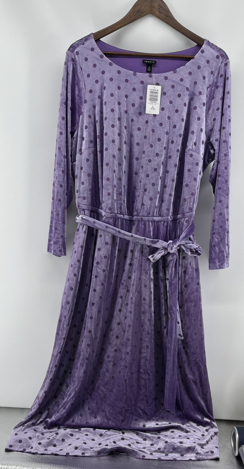 Torrid Dress Women 2X XXL 18-20 Purple Polka Dot Burnout Velvet Maxi Lined NEW Torrid Dress Women 2X XXL 18-20 Purple Polka Dot Burnout Velvet Maxi Lined NEW