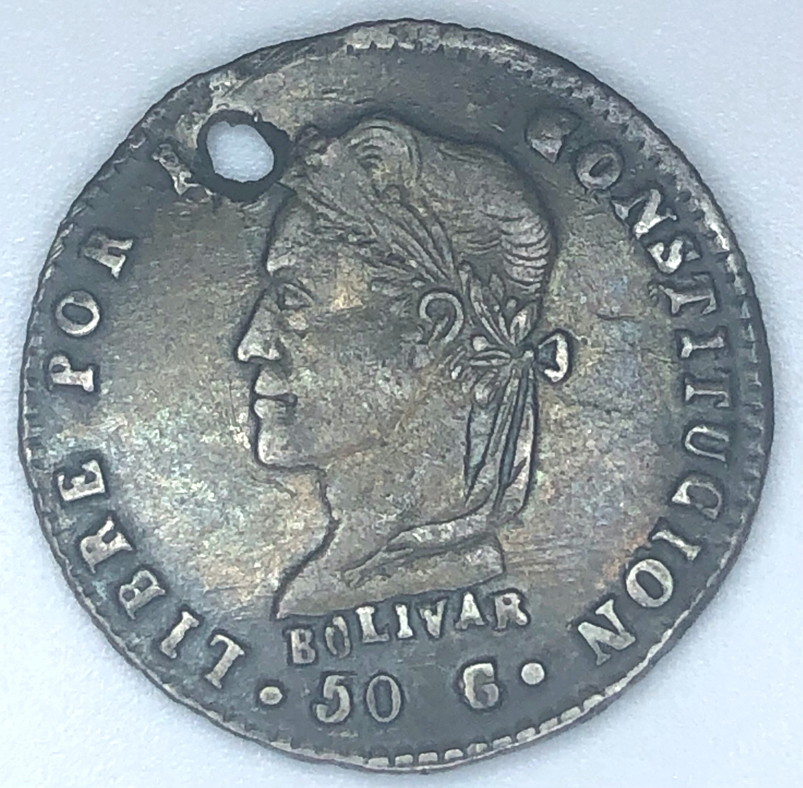 1860 BOLIVIA PTS F.J 1 SOL SILVER** 1860 BOLIVIA PTS F.J 1 SOL SILVER**