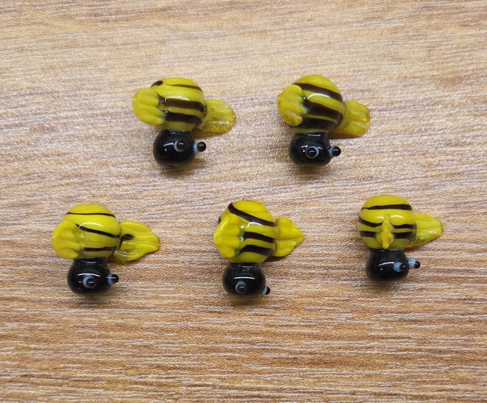 Vintage NOS Handmade Lampwork Glass Bumblebee Bead Lots of 5 New Old Stock