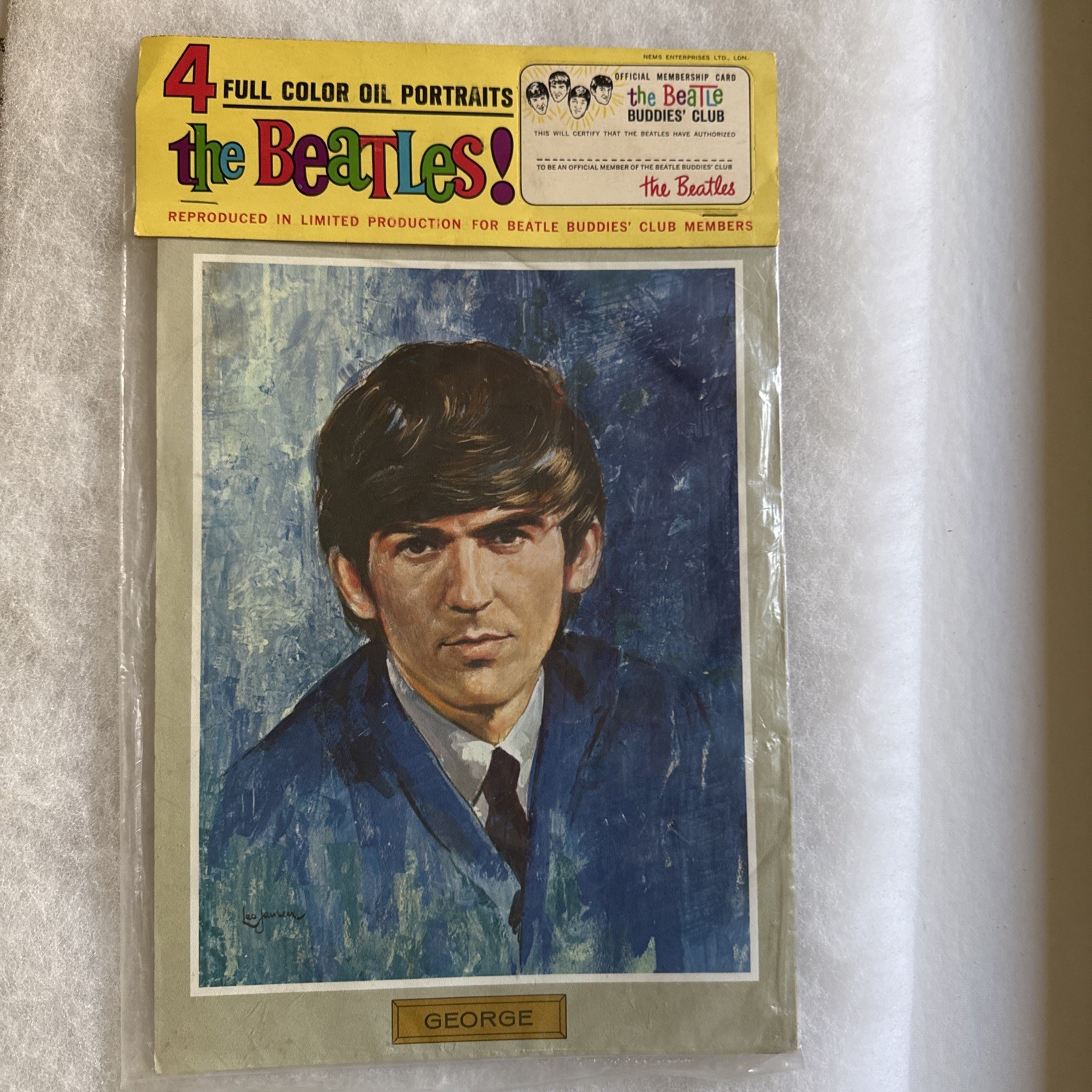 Set of 4 Vintage Beatles Oil Painting Portrait Prints Beatle Buddies Club NIP Set of 4 Vintage Beatles Oil Painting Portrait Prints Beatle Buddies Club NIP