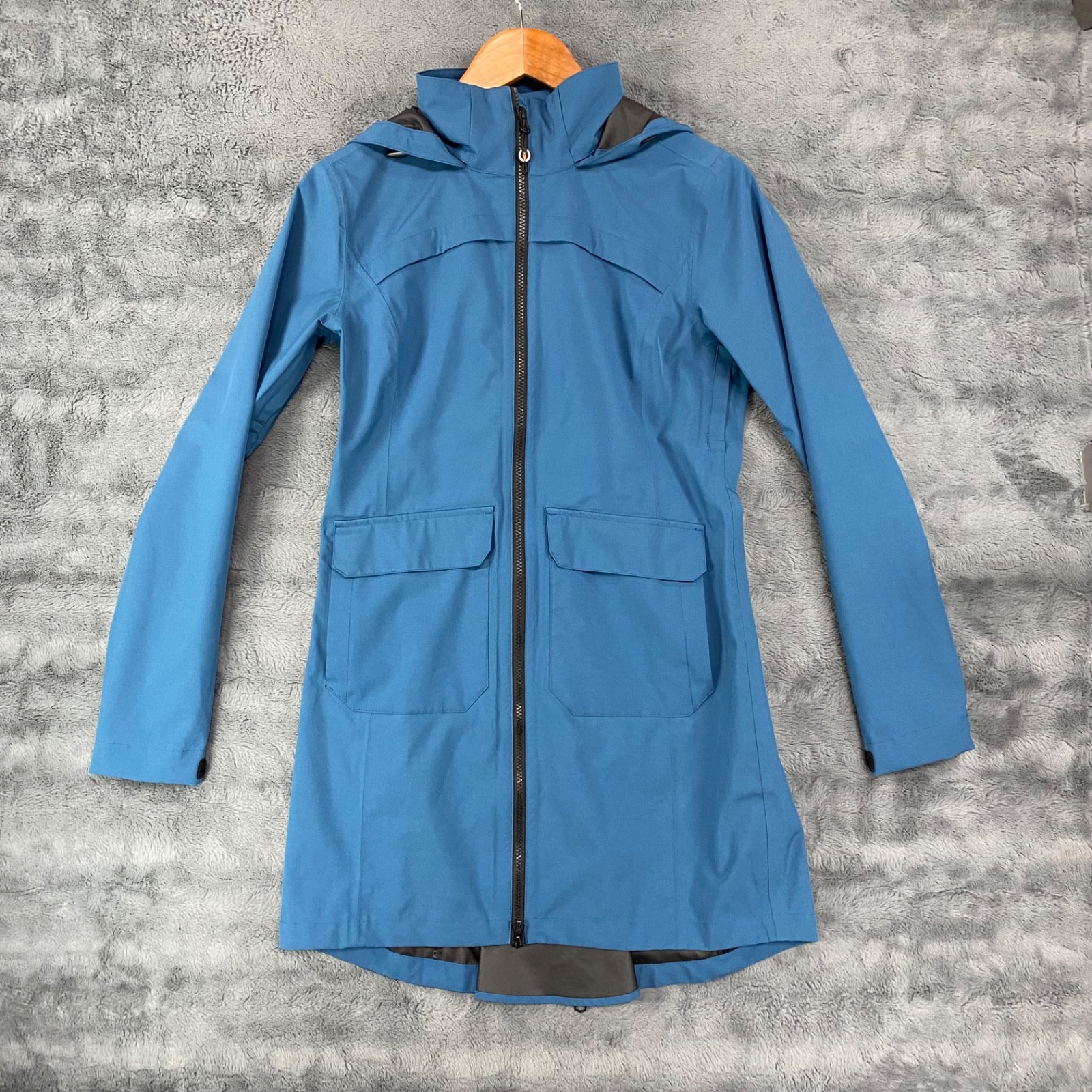 Kerrits Puddle Jumper Waterproof Rain Jacket Women\'s Size XS Blue Hooded