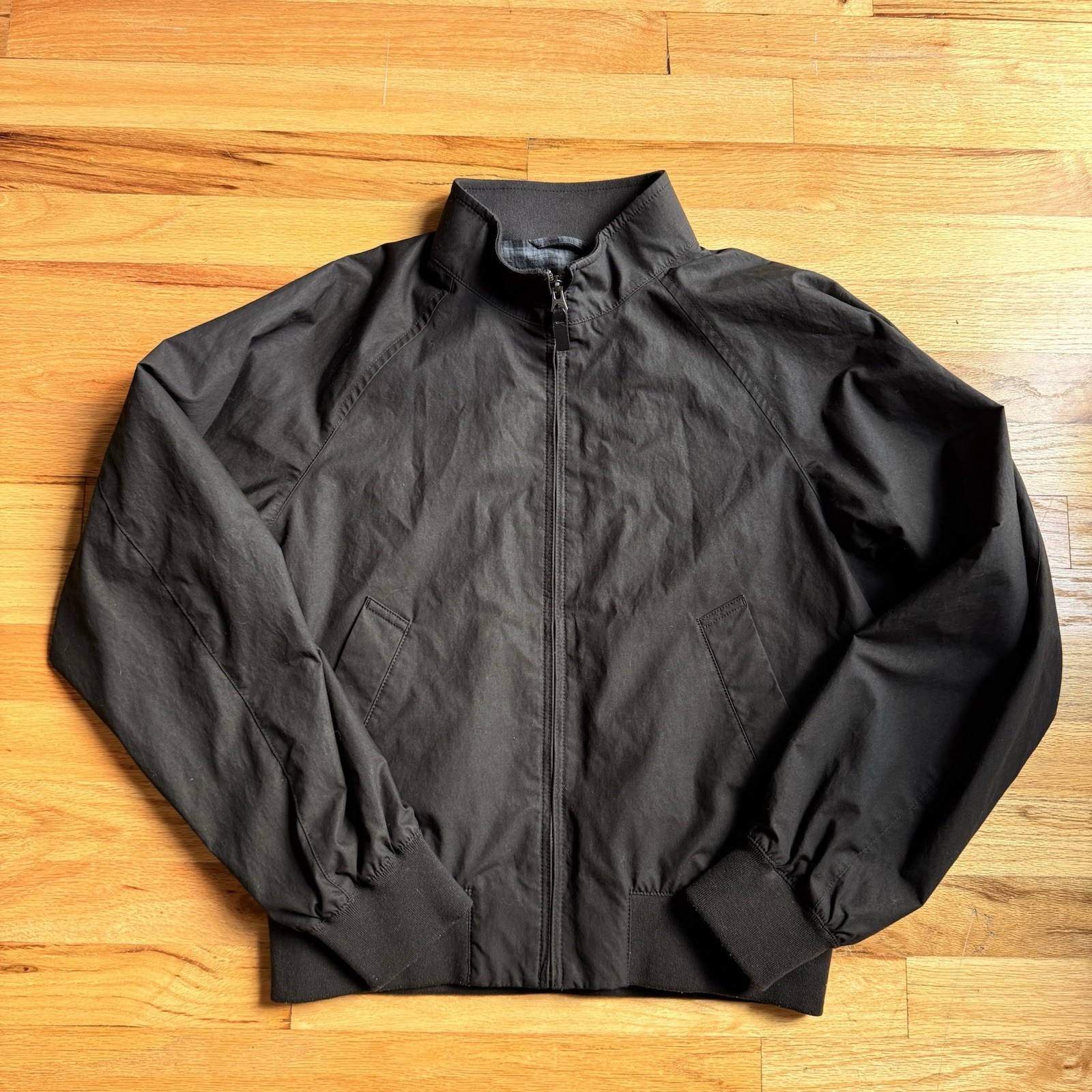 Uniqlo Men’s Black Harrington Jacket Full Zip Lined Stand-Up Collar 2XS