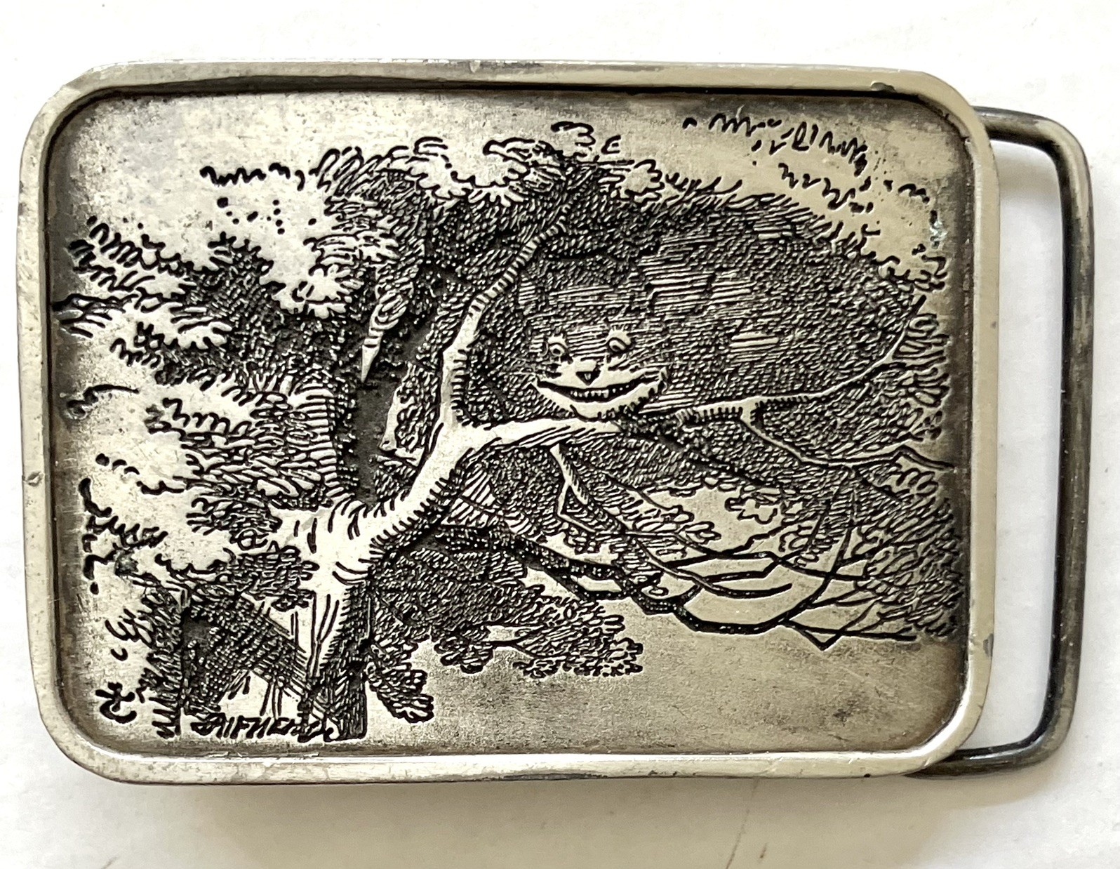 VINTAGE 1974 ALICE IN WONDERLAND Cheshire Cat BERGAMOT BRASS WORK BELT BUCKLE